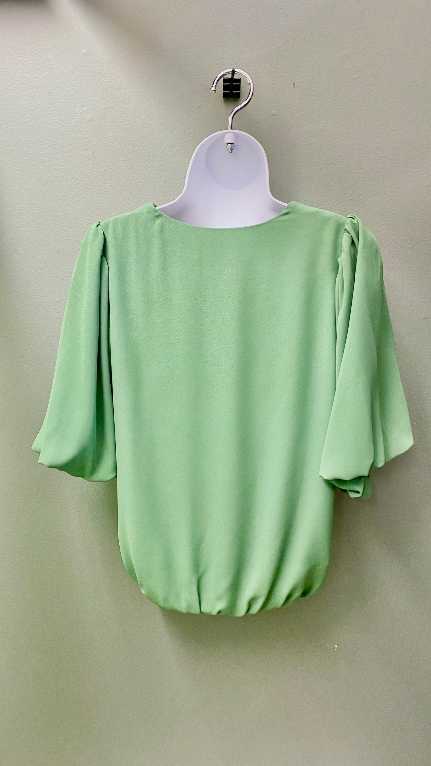 Karen Kane Green Puff Sleeve Top