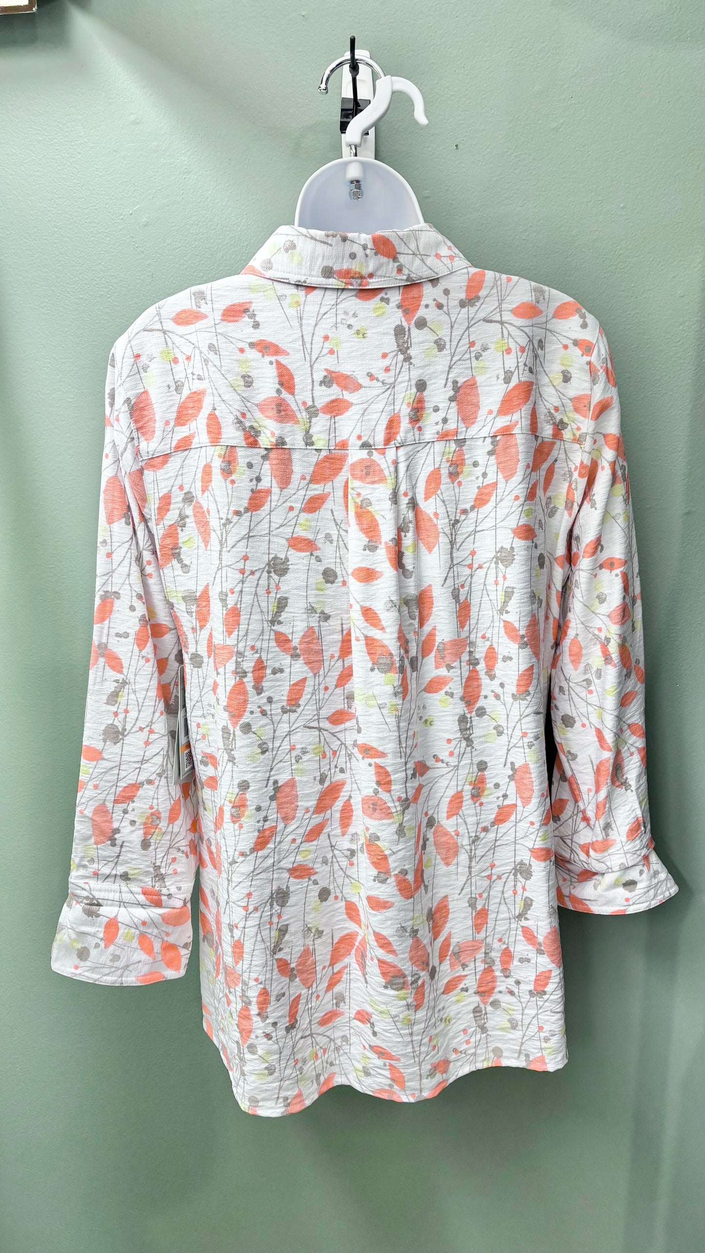 Multiples Buttoned Coral Pattered Top