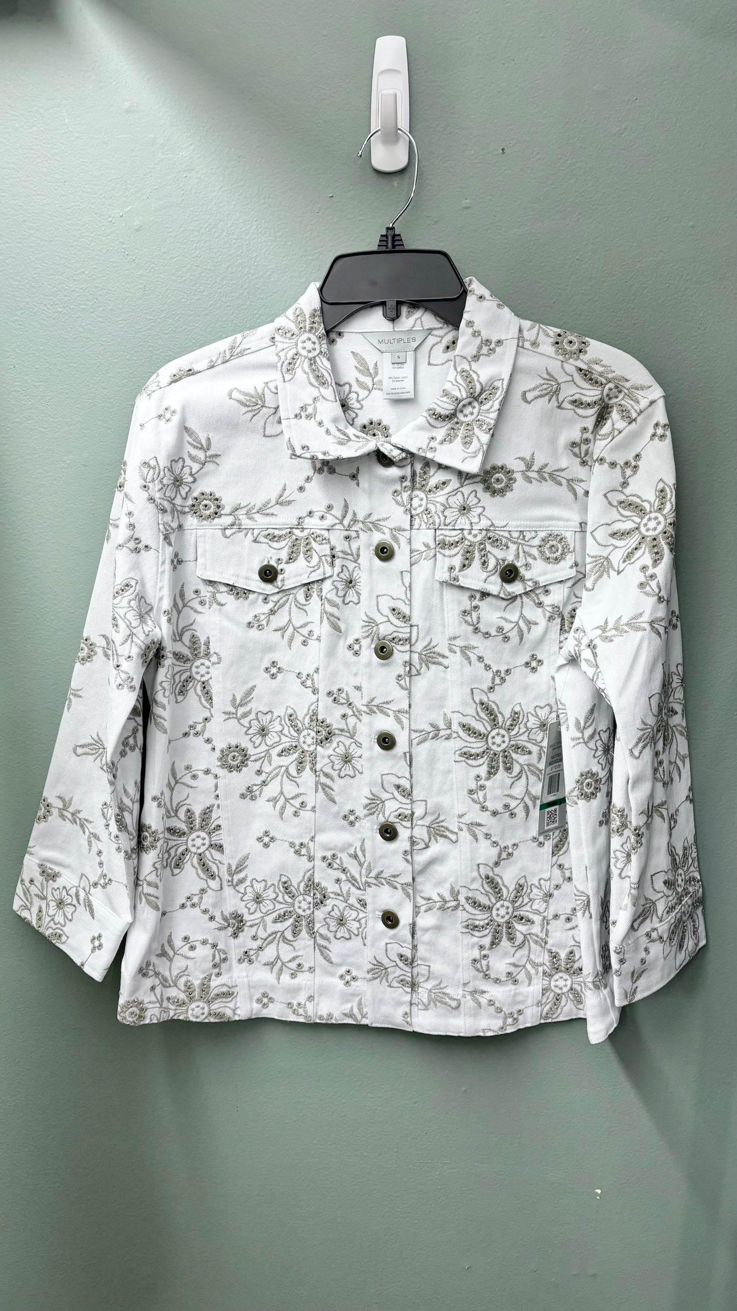 Multiples Embroidered Jean Jacket