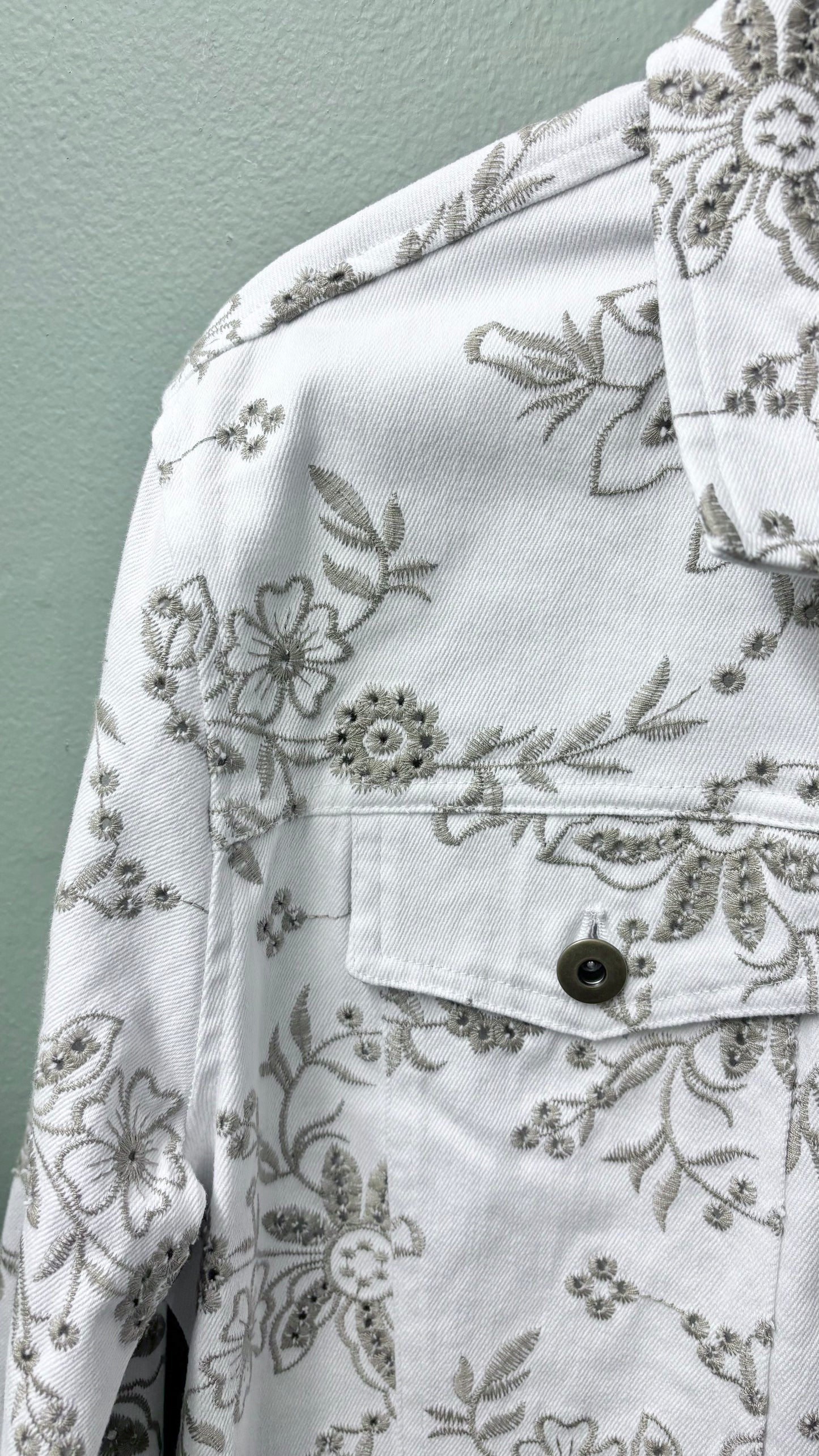 Multiples Embroidered Jean Jacket