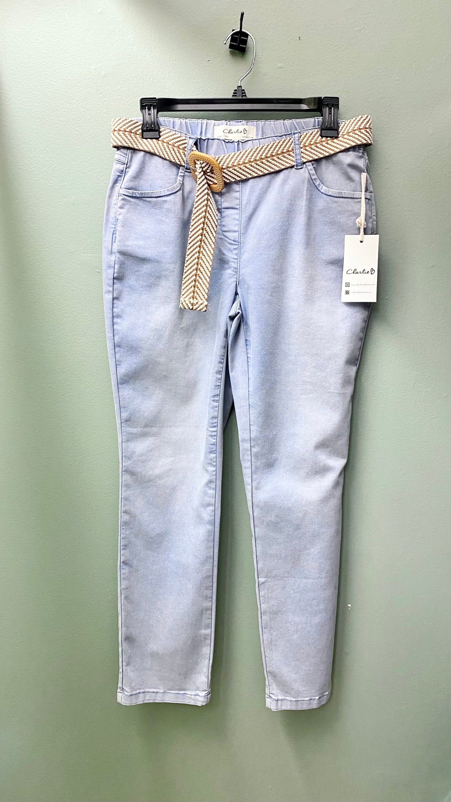 Charlie B Belted Pull-On Pants