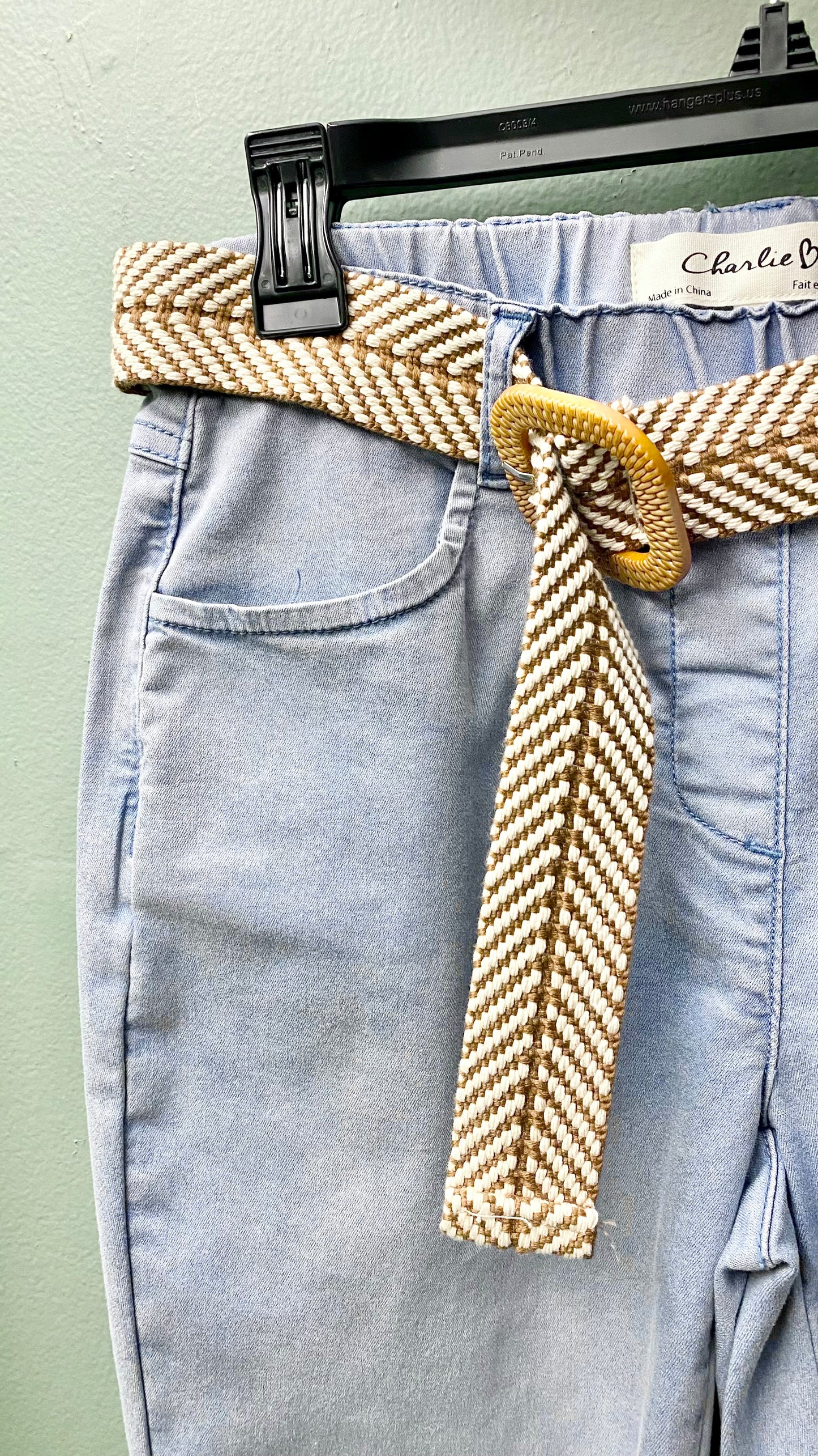 Charlie B Belted Pull-On Pants