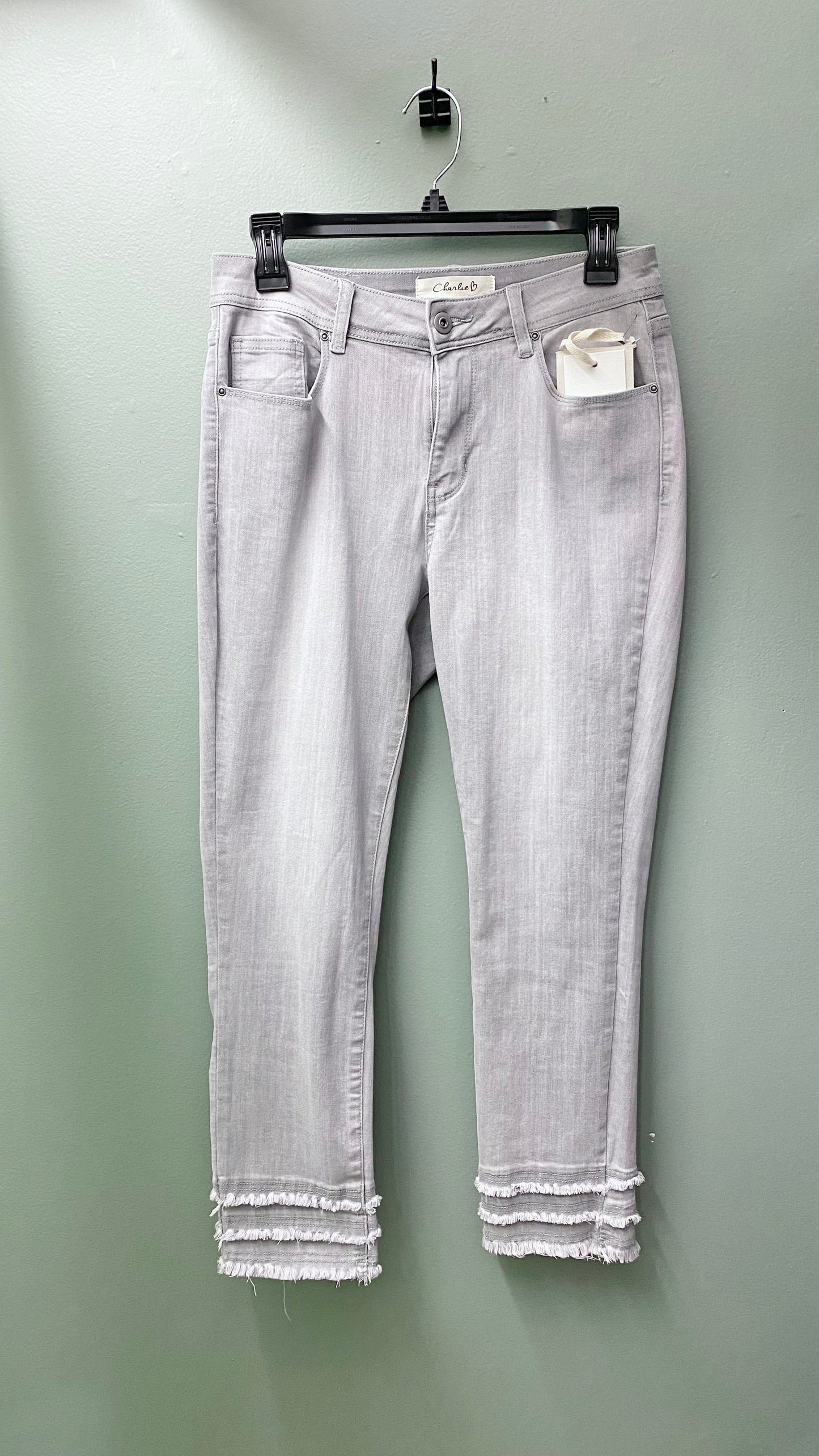 Charlie B Frayed Hem Ankle Jean