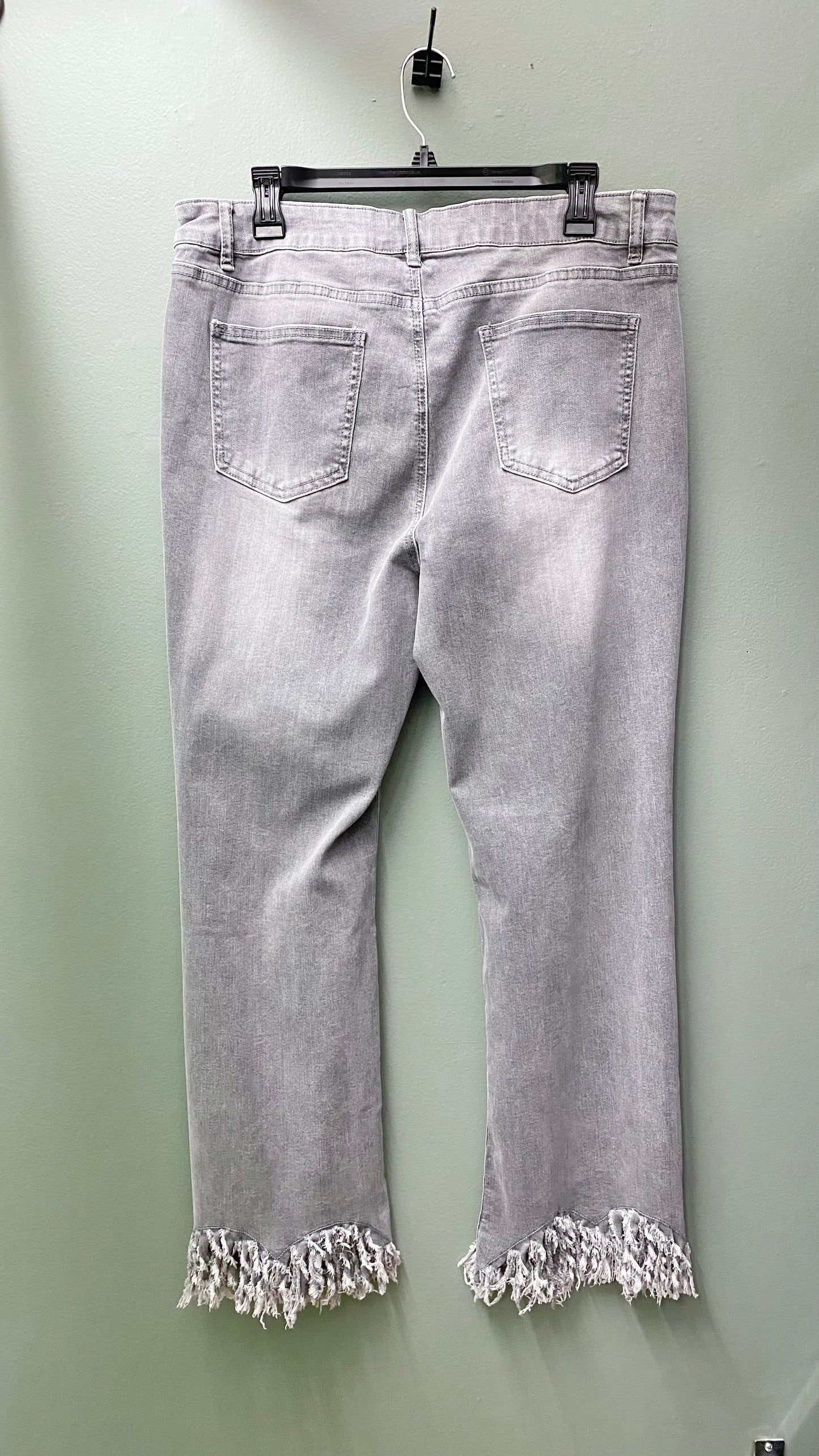 Charlie B Grey Fringed Hem Jean
