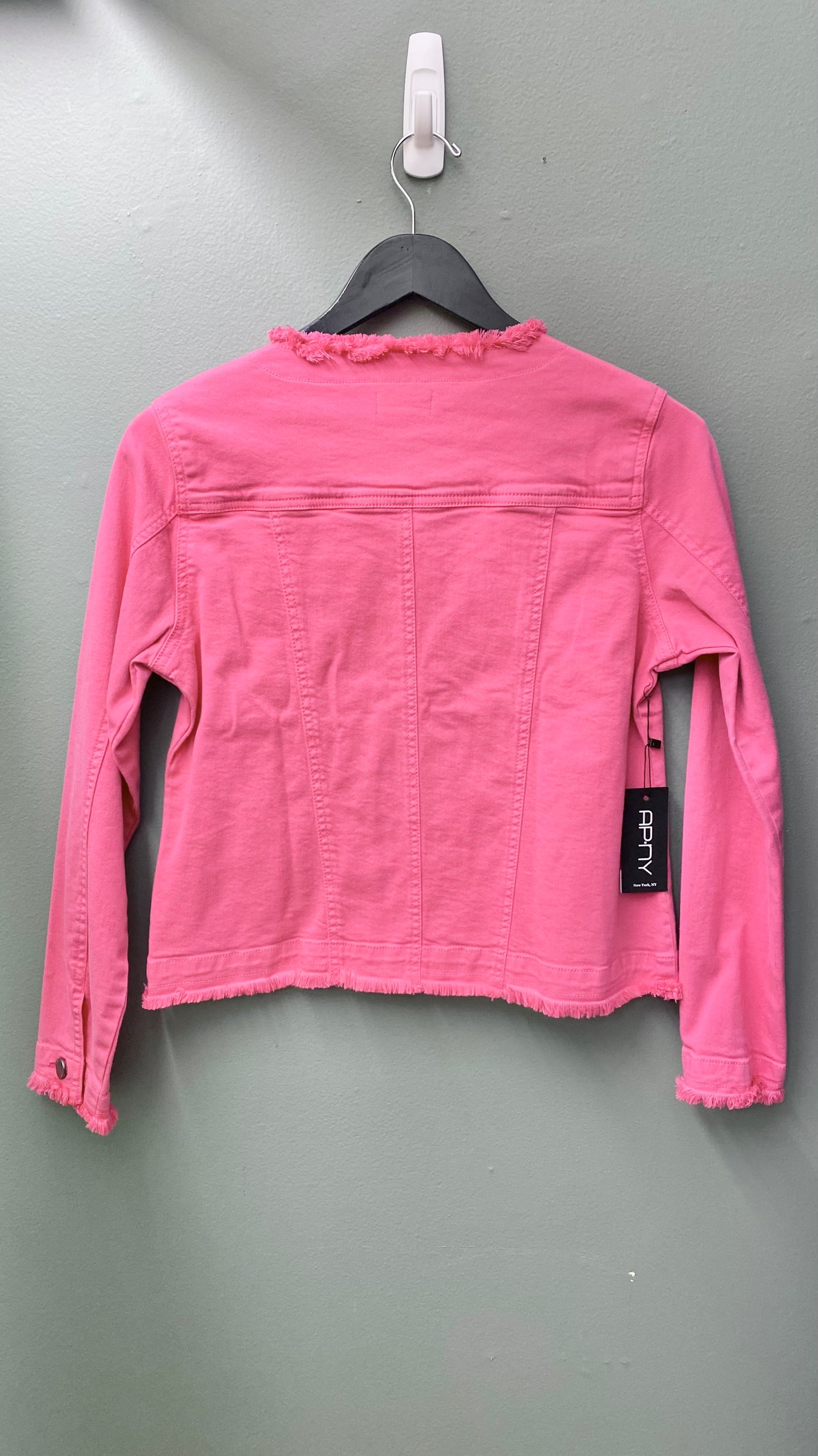 APNY Collarless Pink Denim Jacket