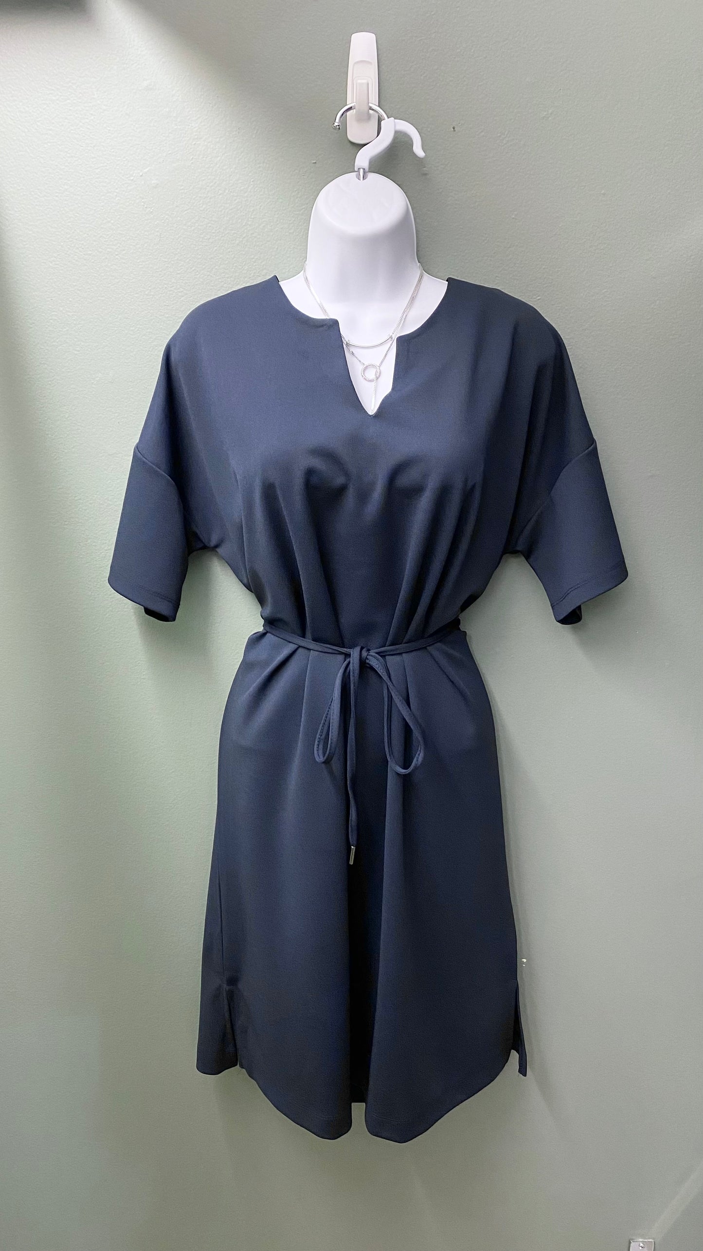 Soya Navy Tie Waist Dress