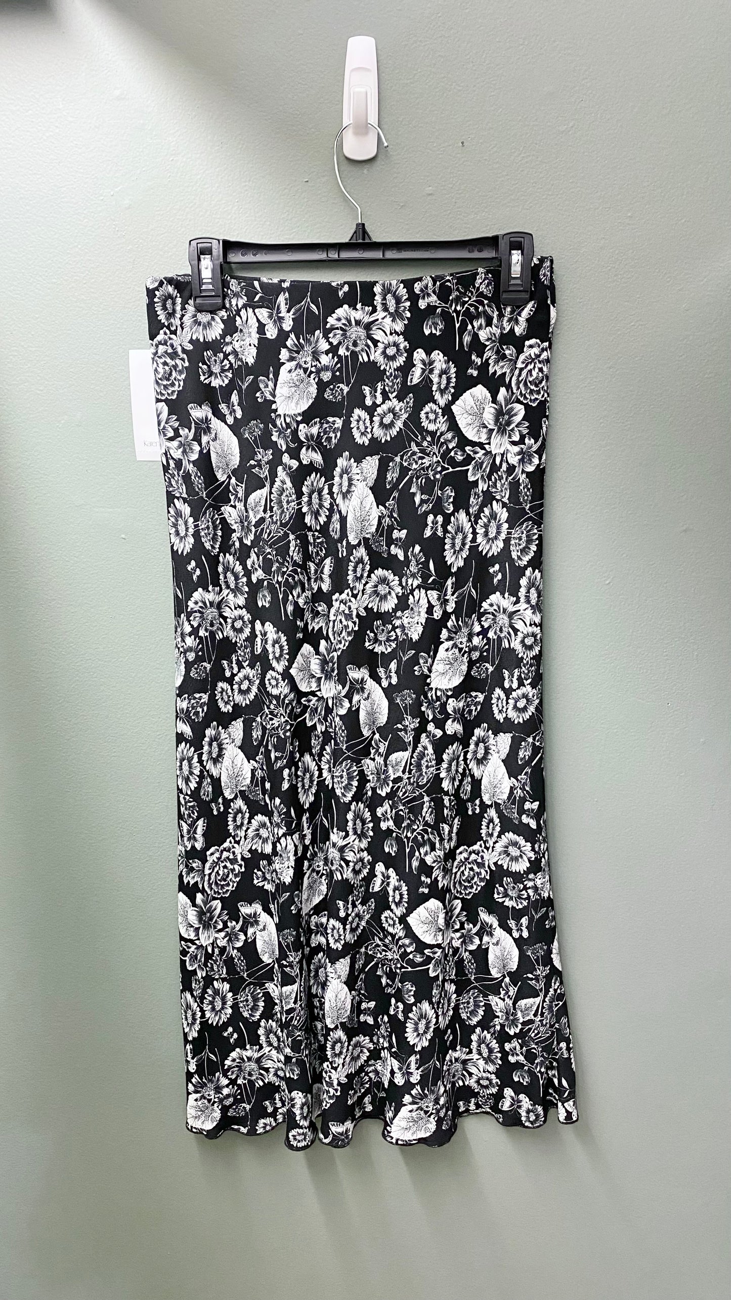 Karen Kane Black Floral Bias Cut Skirt