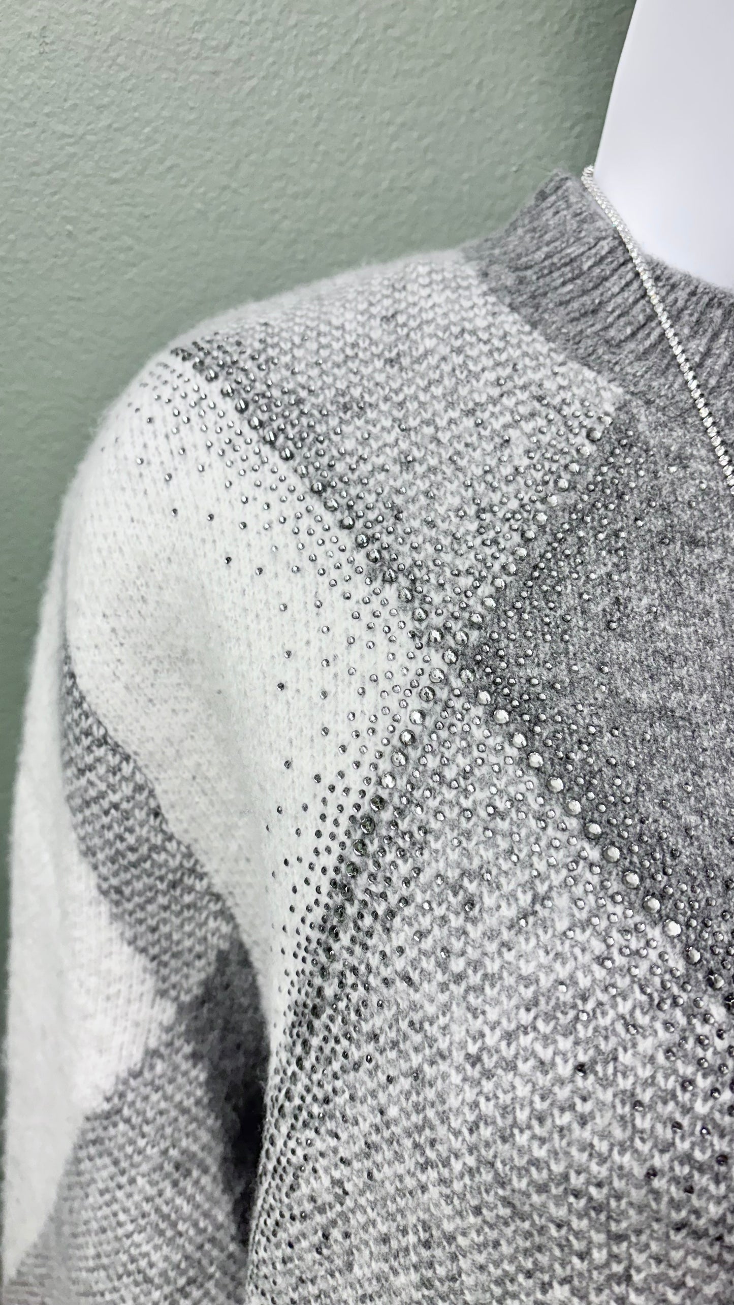 Rain + Rose Grey Studded Sweater