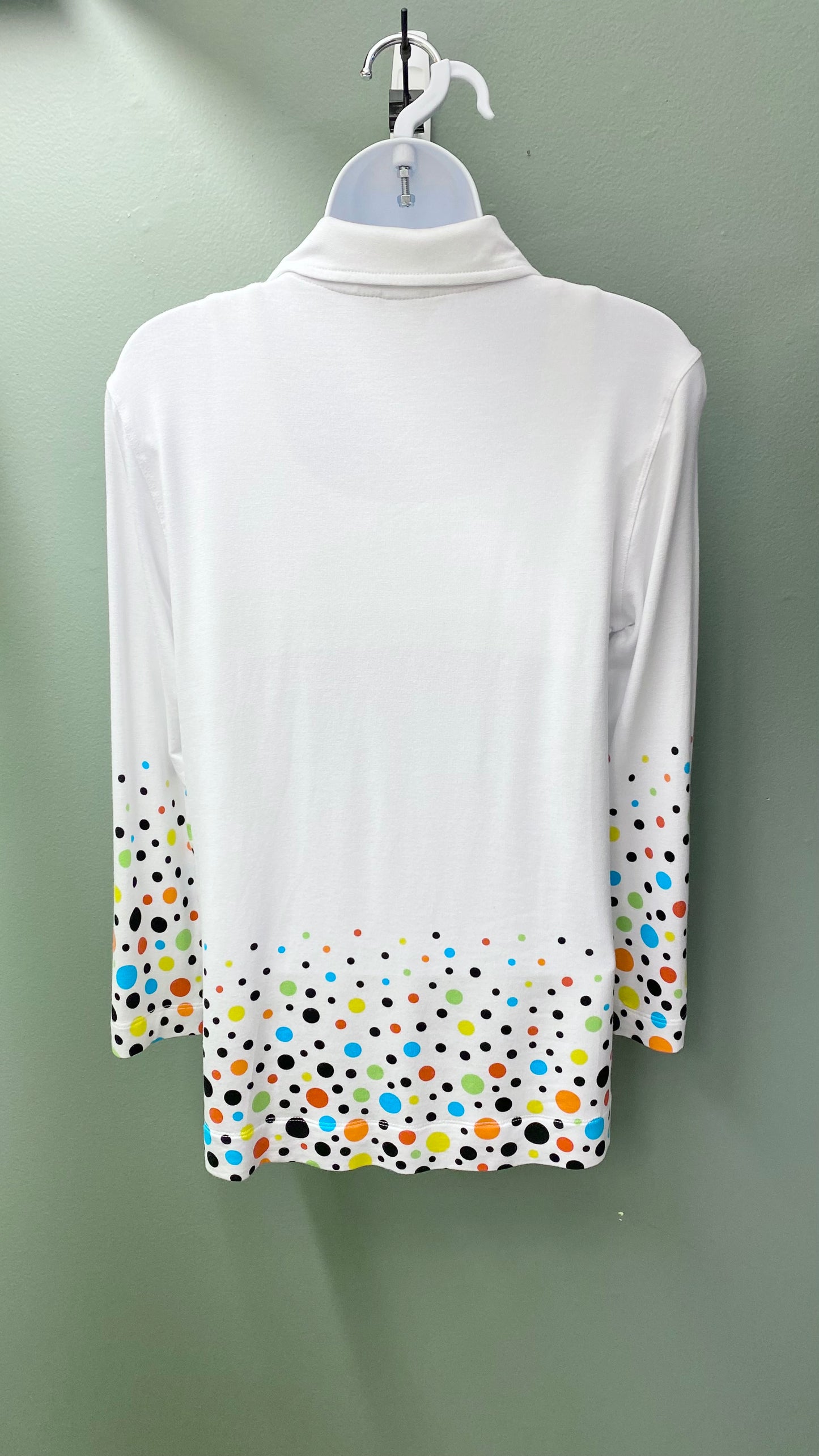 Multiples Buttoned Lapel Dotted Top