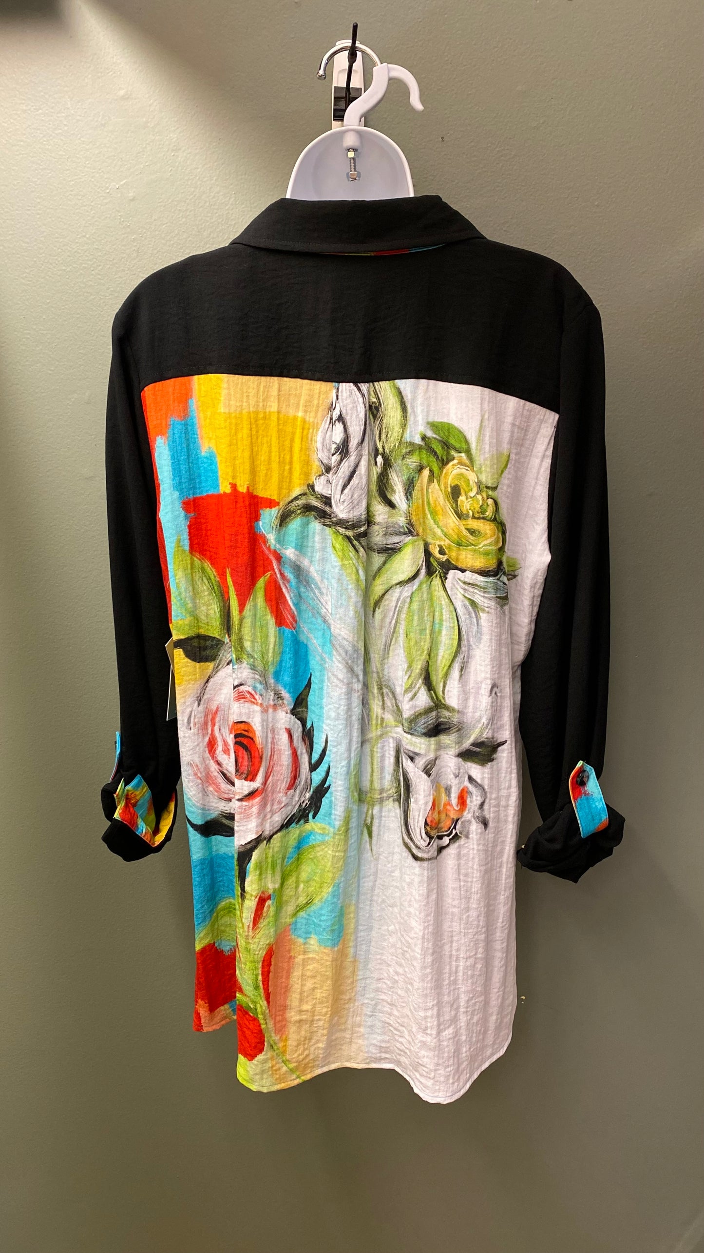 Multiples Patterned Back and Pocket Shirt
