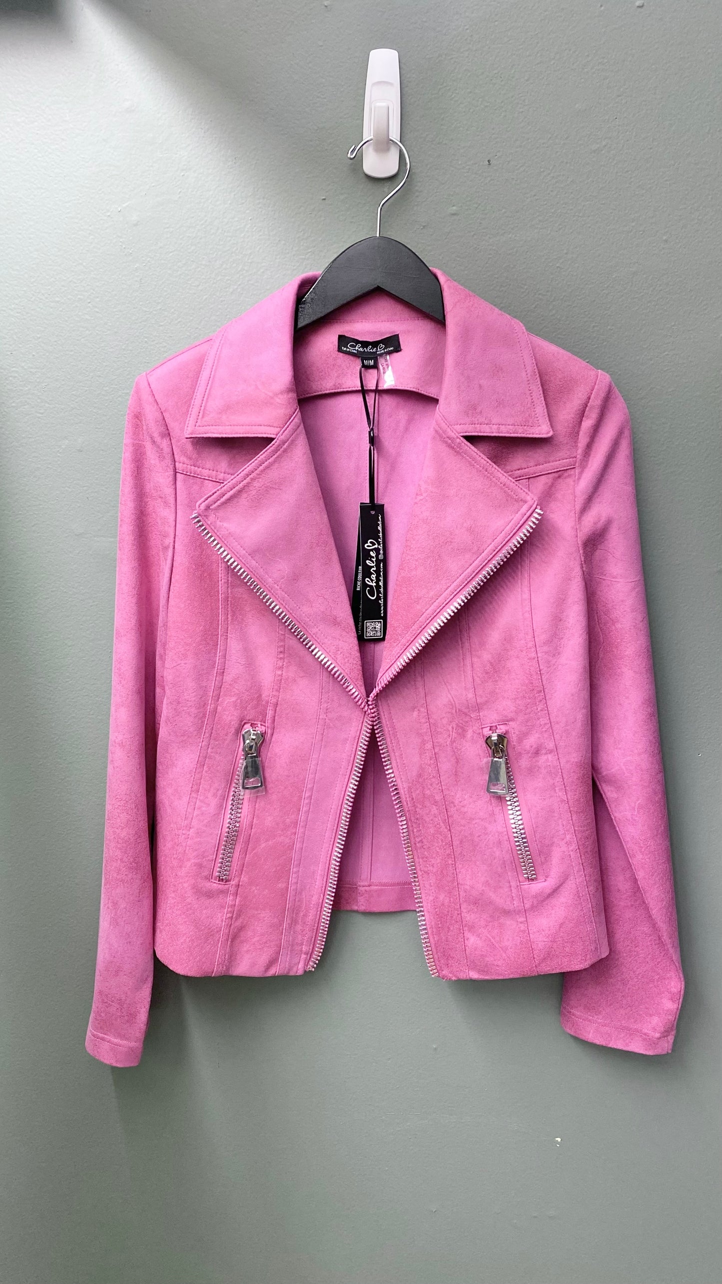 Charlie B Pink Faux Leather Jacket