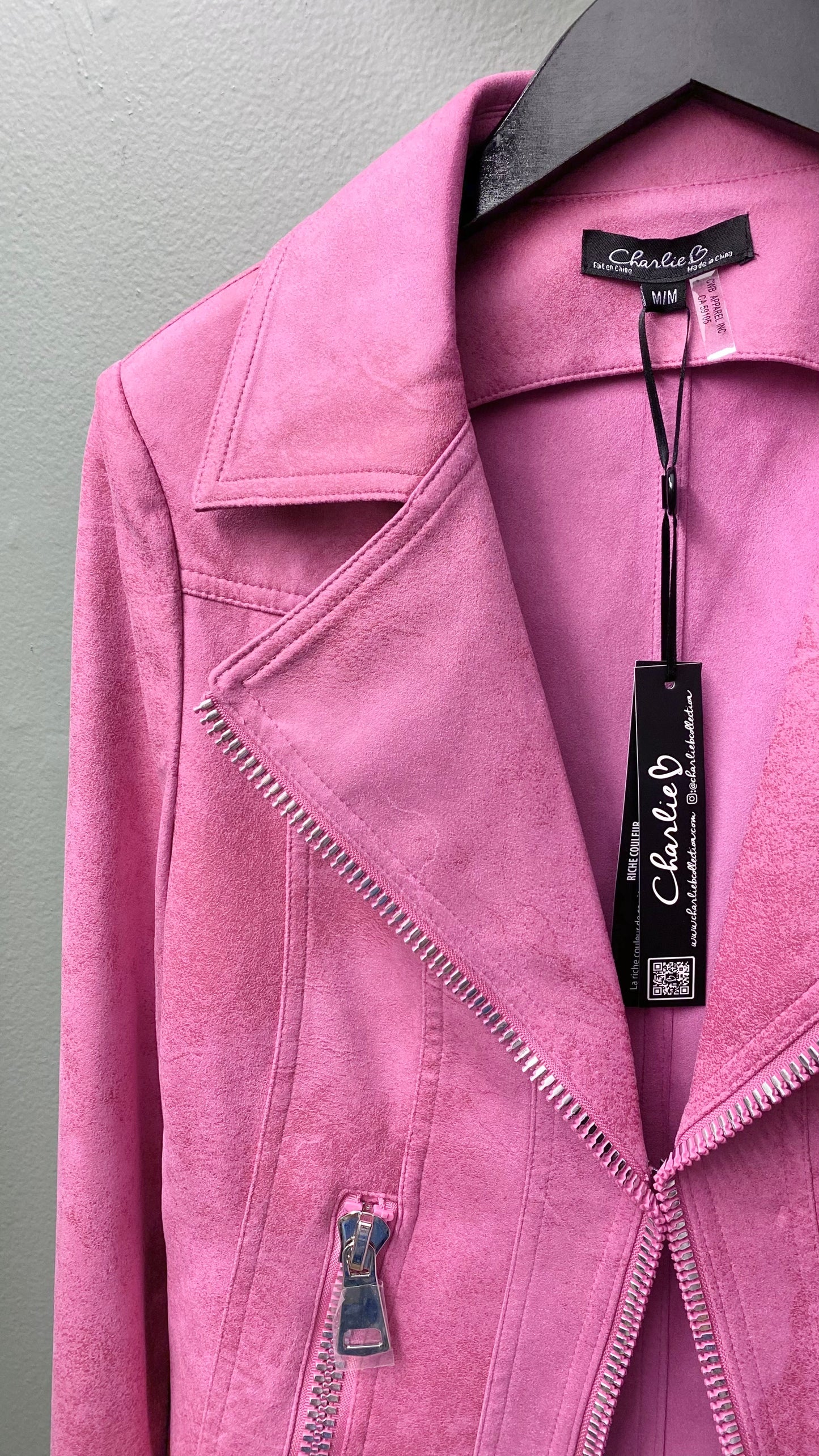 Charlie B Pink Faux Leather Jacket