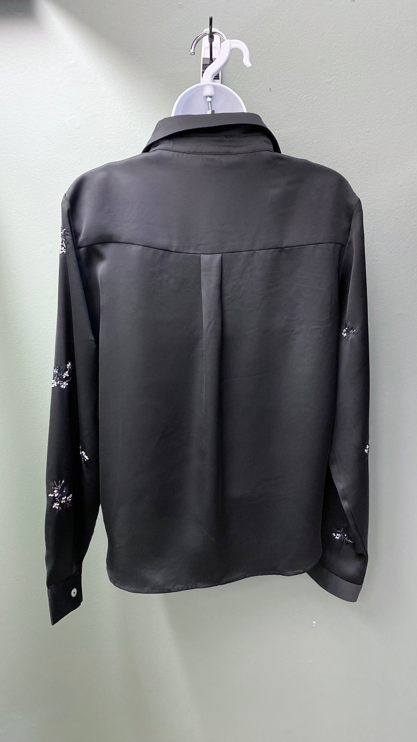 Karen Kane Embroidered Silky Black Top