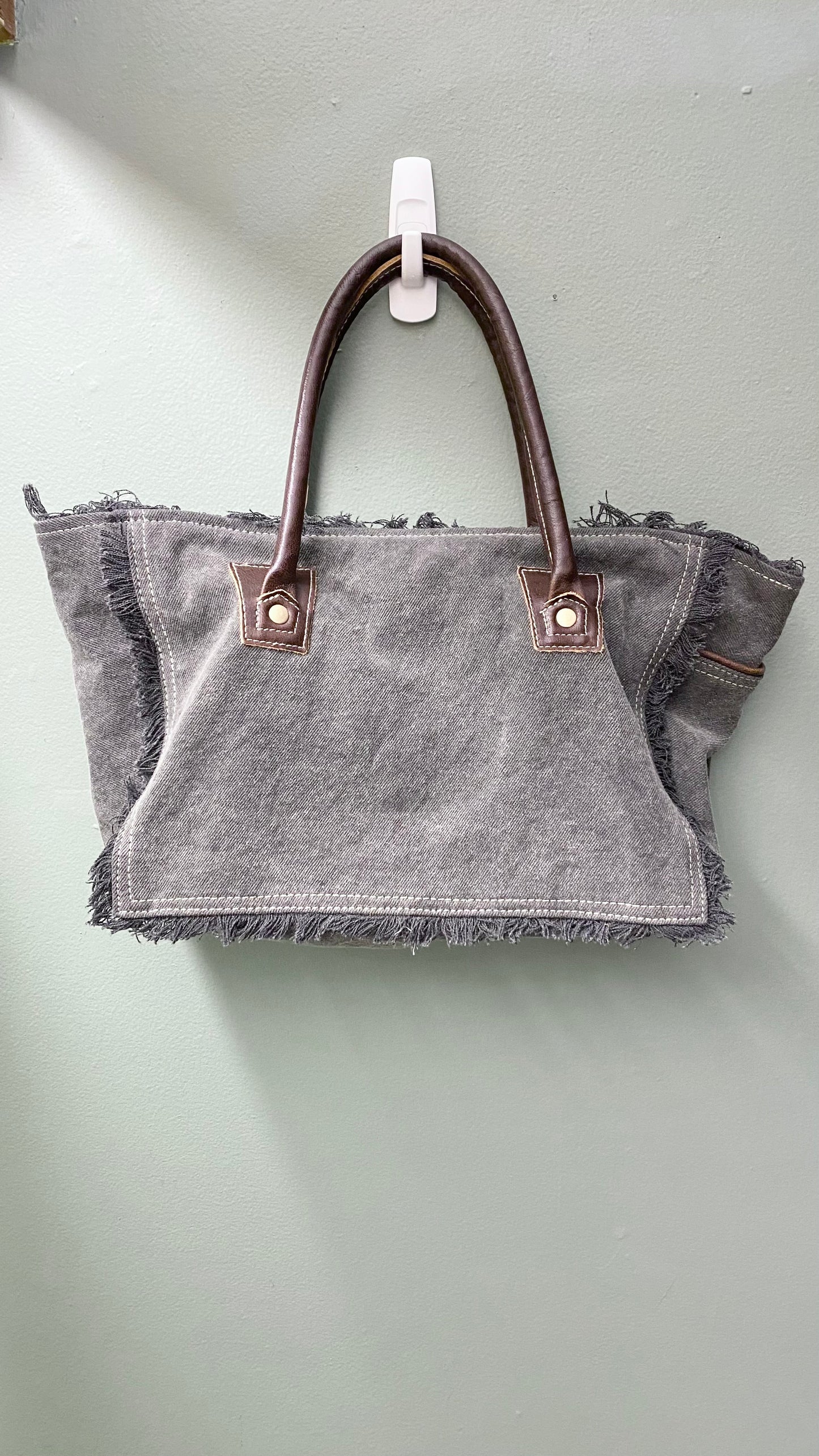 Myra Bag Patterned Fringed Edge Tote