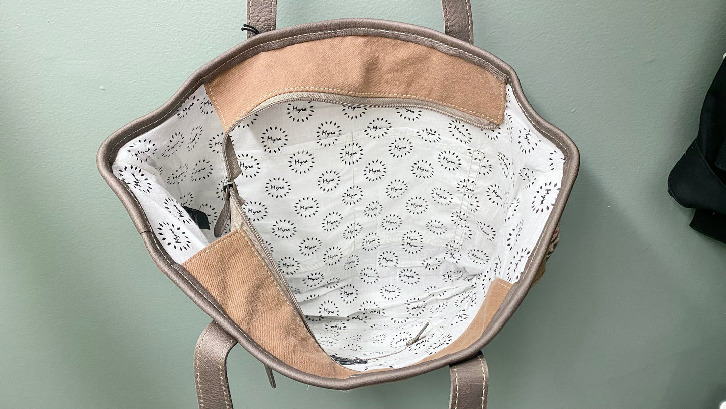 Myra Bag Patterned Panel Small Tote