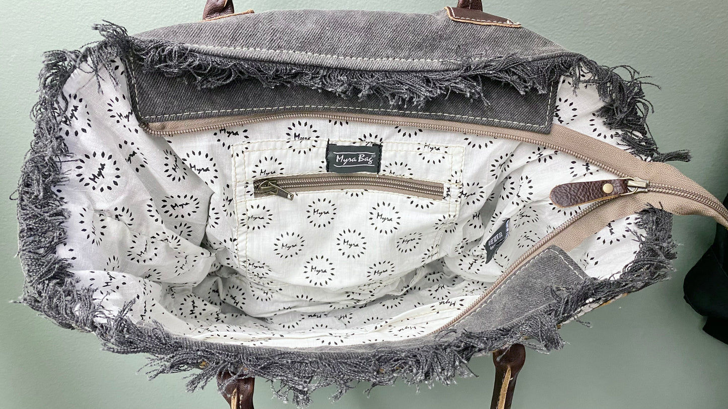 Myra Bag Patterned Fringed Edge Tote