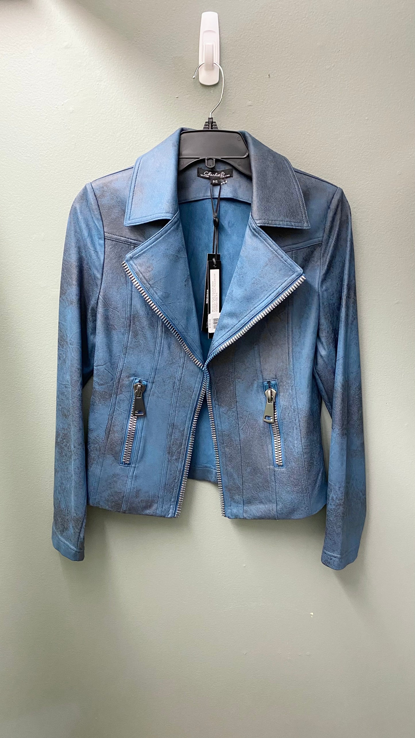 Charlie B Faux Leather Moto Jacket - Peacock