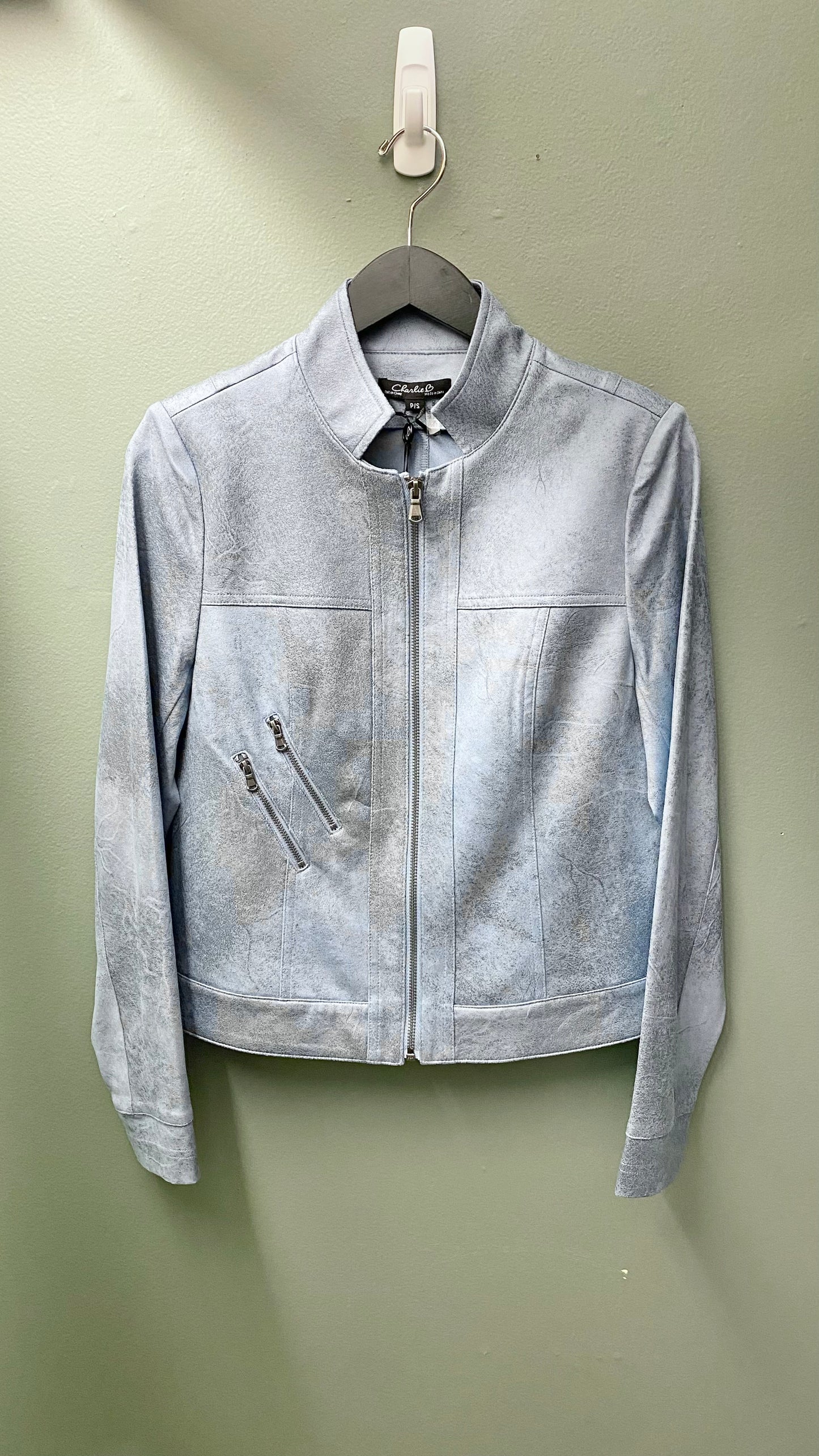 Charlie B Faux Leather Jacket with Zipper