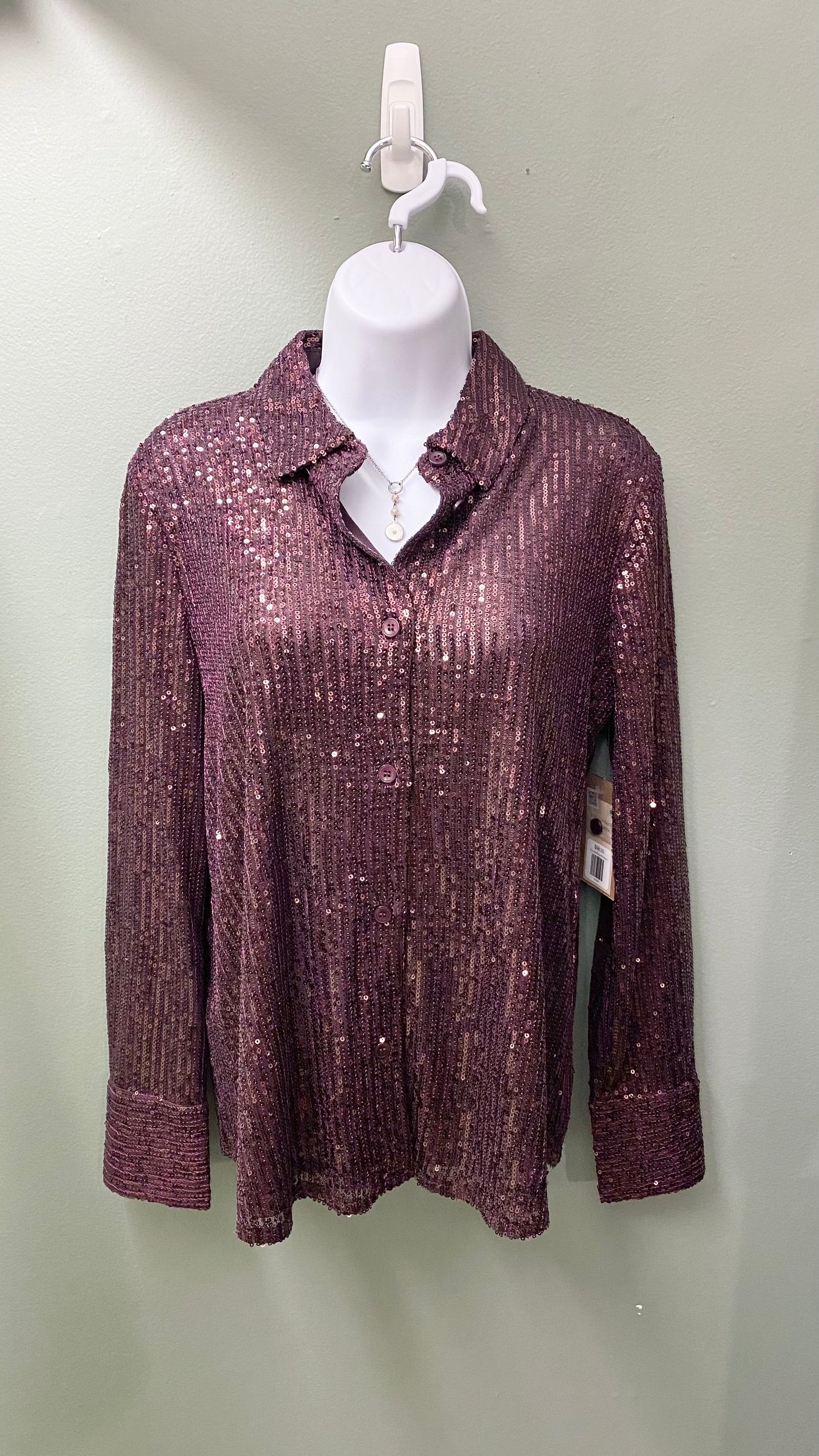 Tru Luxe Burgundy Sequin Top