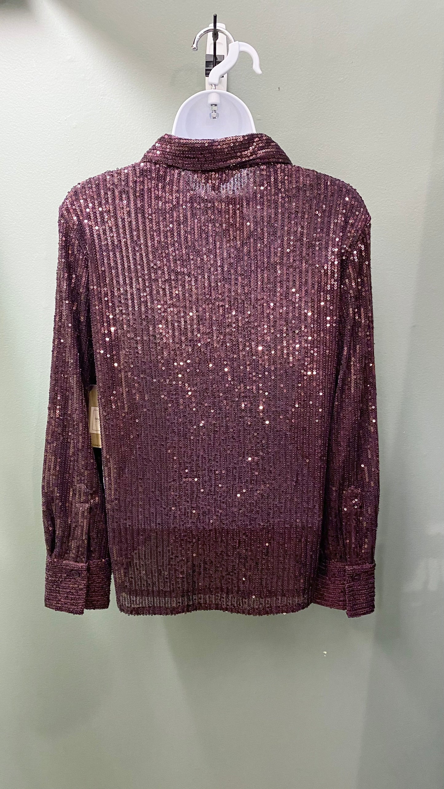 Tru Luxe Burgundy Sequin Top