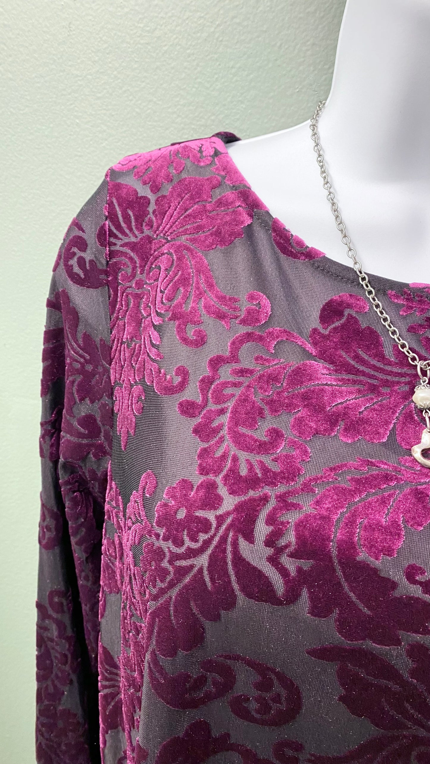 Karen Kane Burgundy Burnout Top