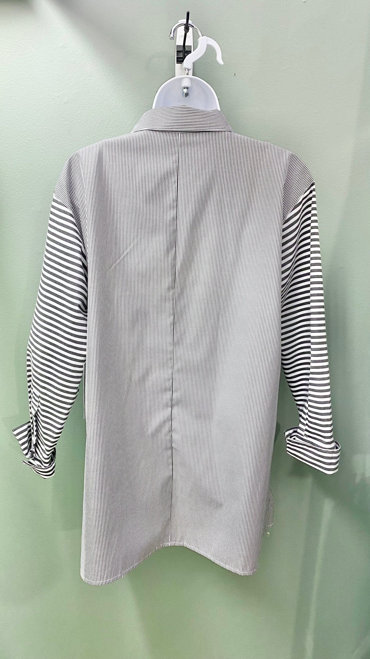 Multiples Striped Button Front Top