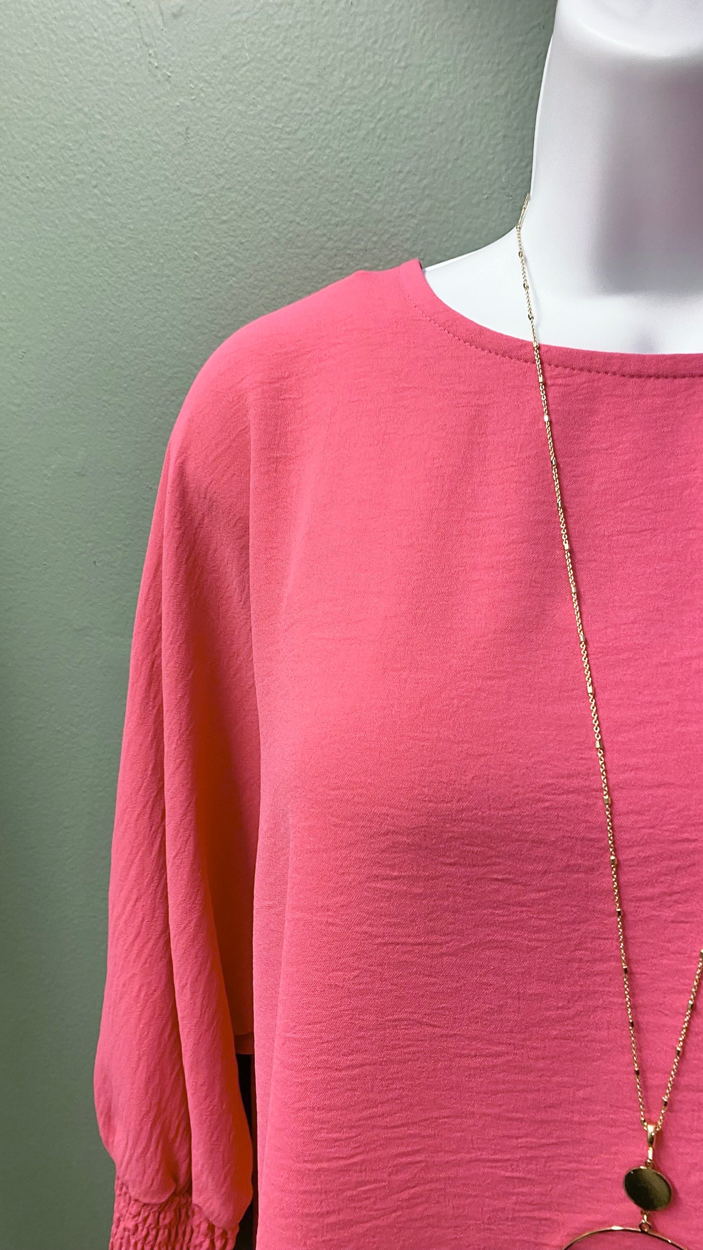Multiples Shirred Sleeve Pink Top
