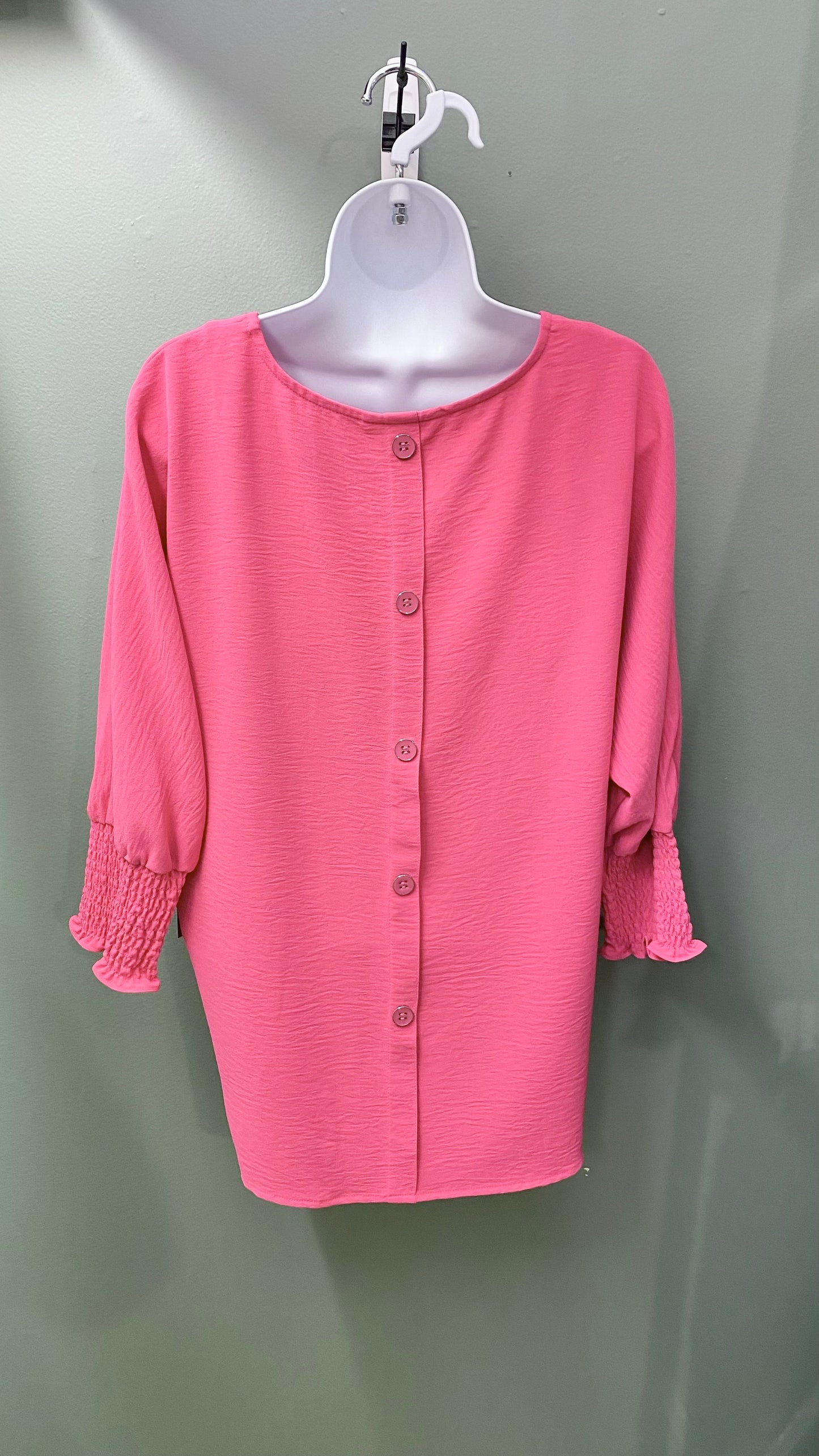 Multiples Shirred Sleeve Pink Top