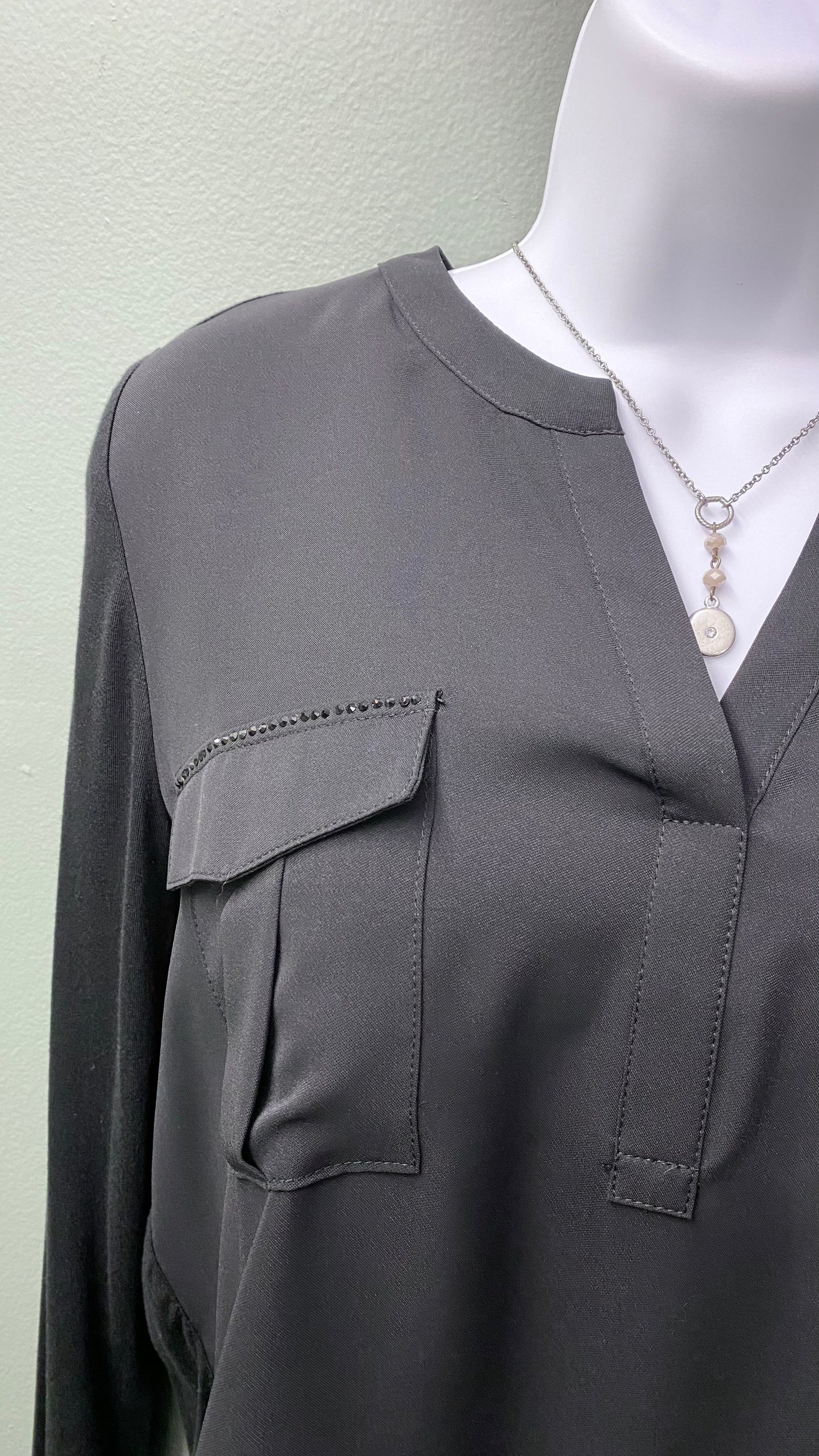 Soya Concept Black Top with Rhinestone Details