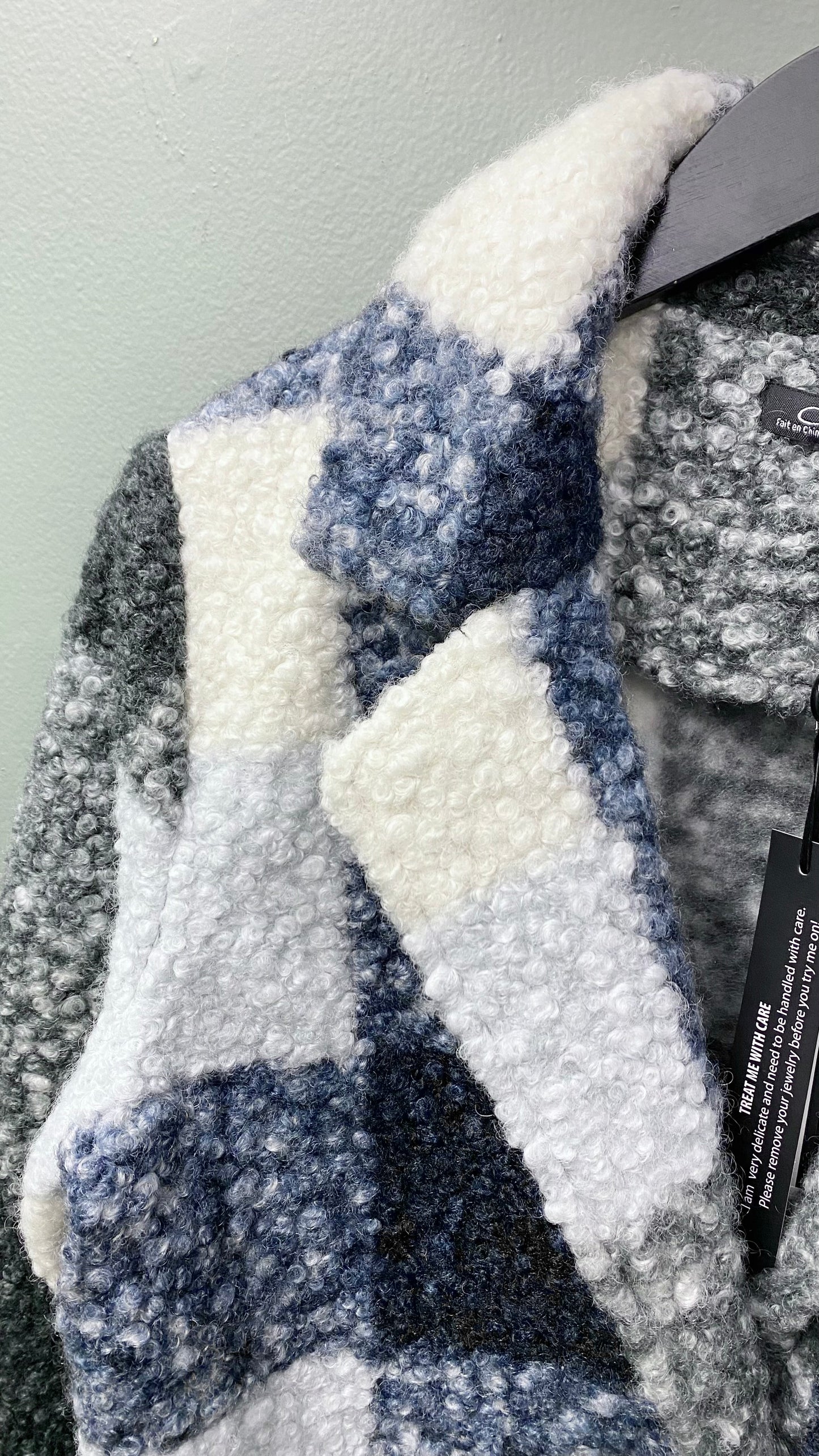 Charlie B Blue and Grey Boucle Coat