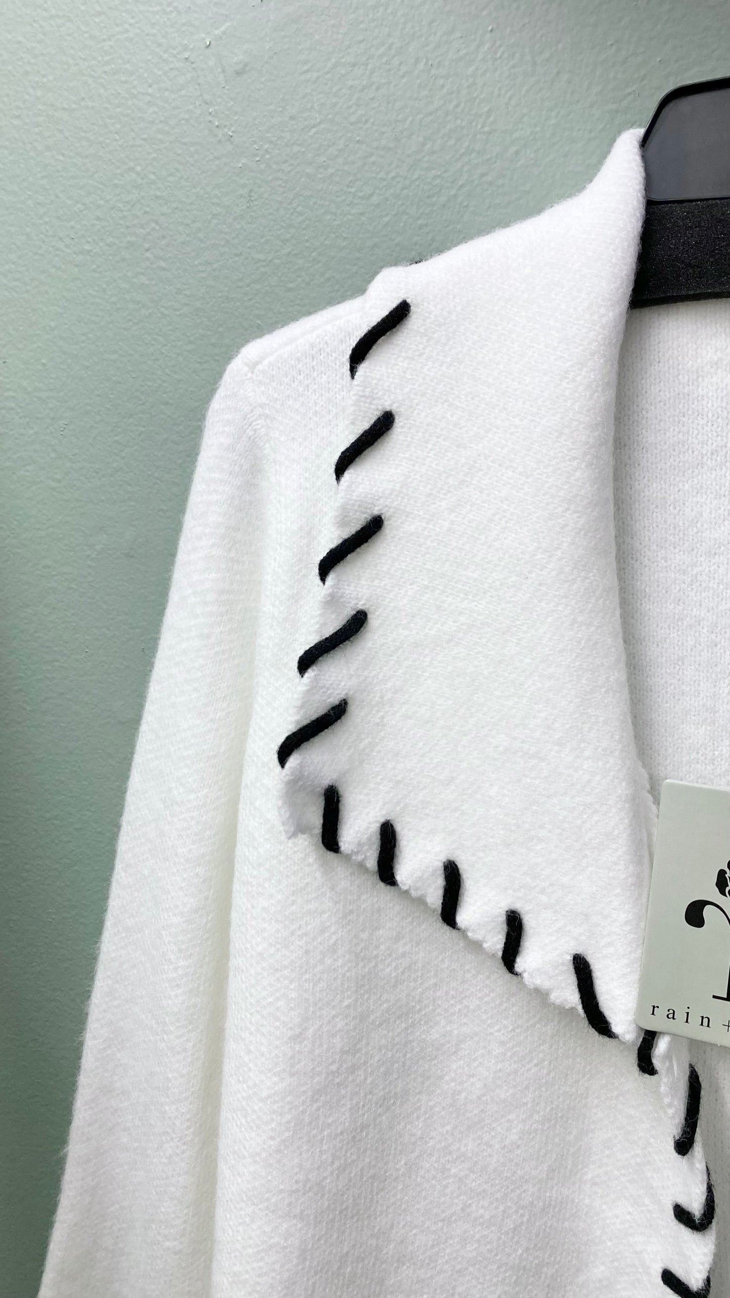 Rain + Rose Ivory Stitched Sweater