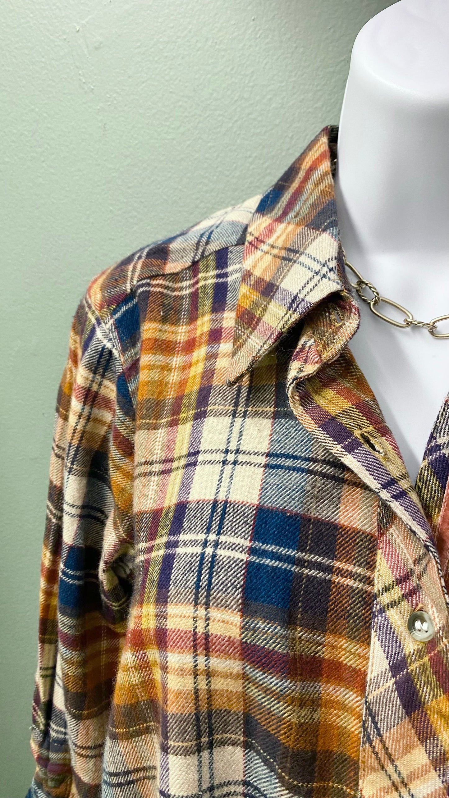 Tru Luxe Dip-Dyed Button-Up Plaid Top