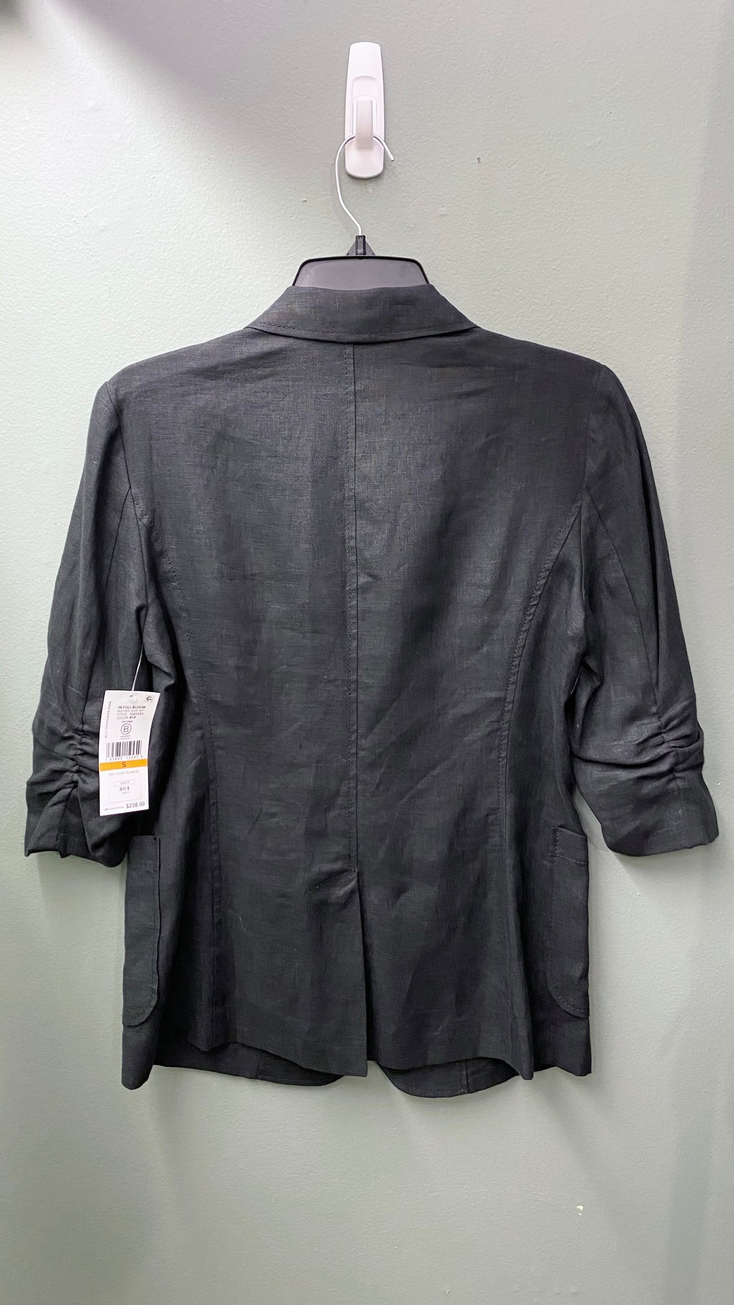 Karen Kane Black Ruched Sleeve Jacket Top