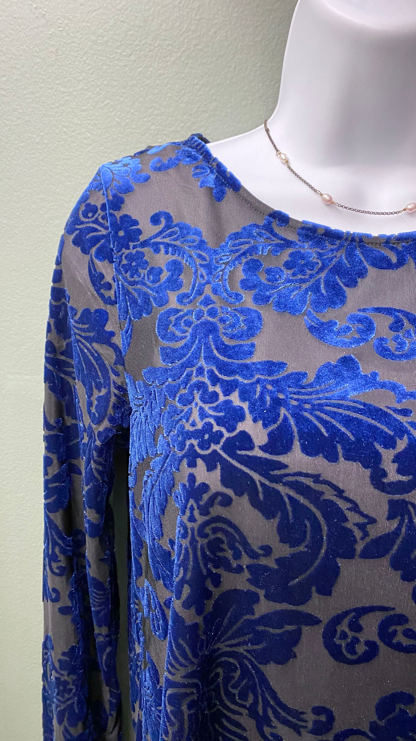 Karen Kane Blue Burnout Top
