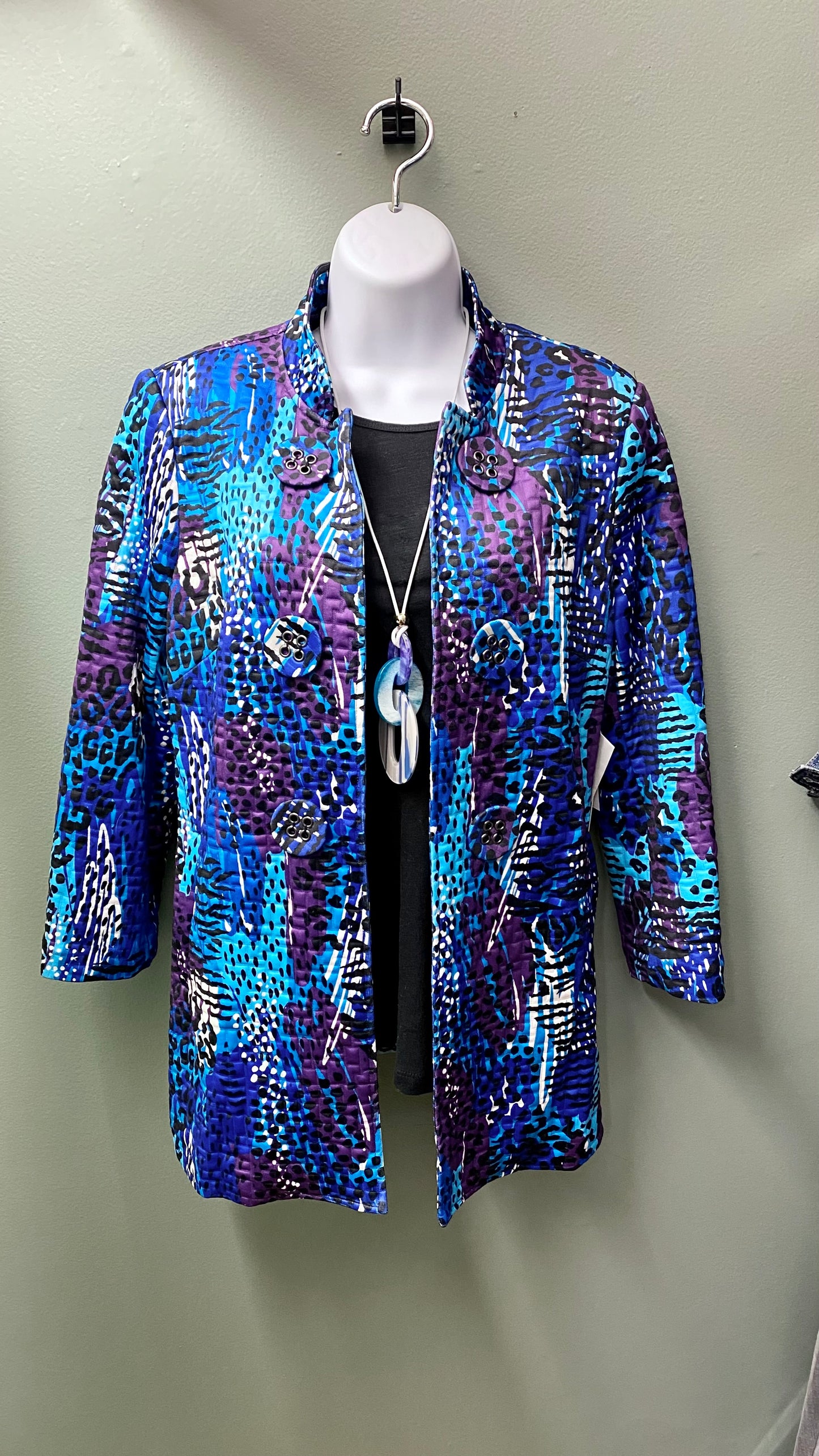 Multiples Quilted Open Front Jacket