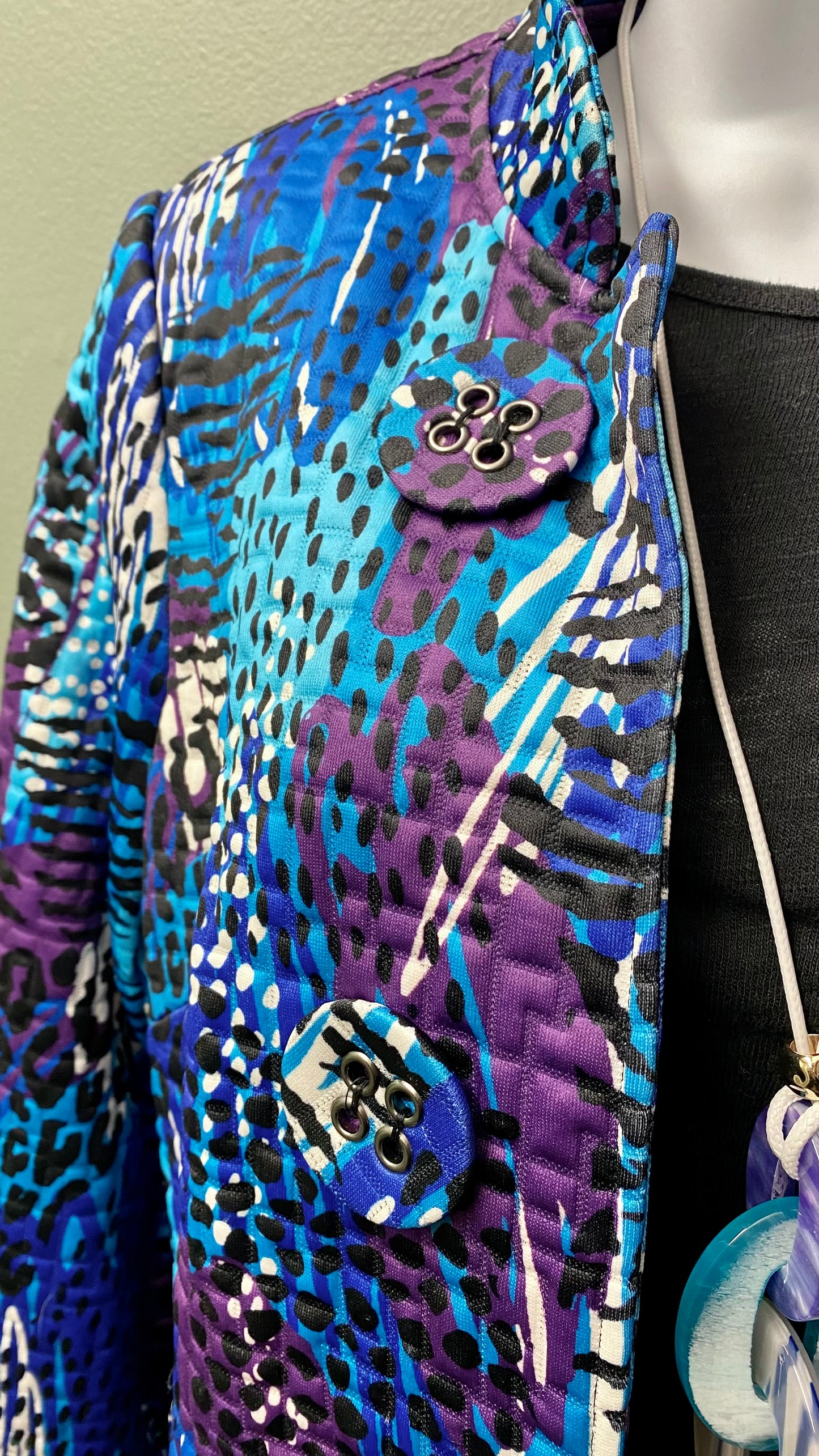 Multiples Quilted Open Front Jacket