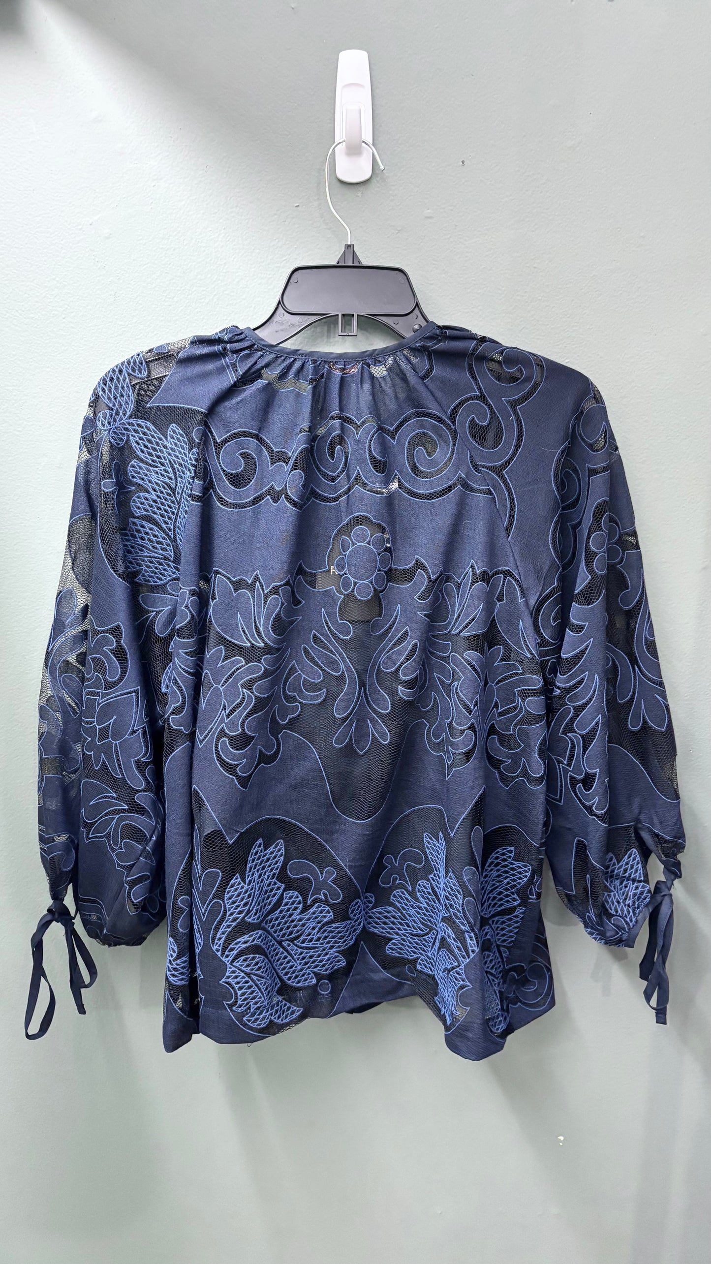 * Rain + Rose Two-Layer Navy Floral Blouse