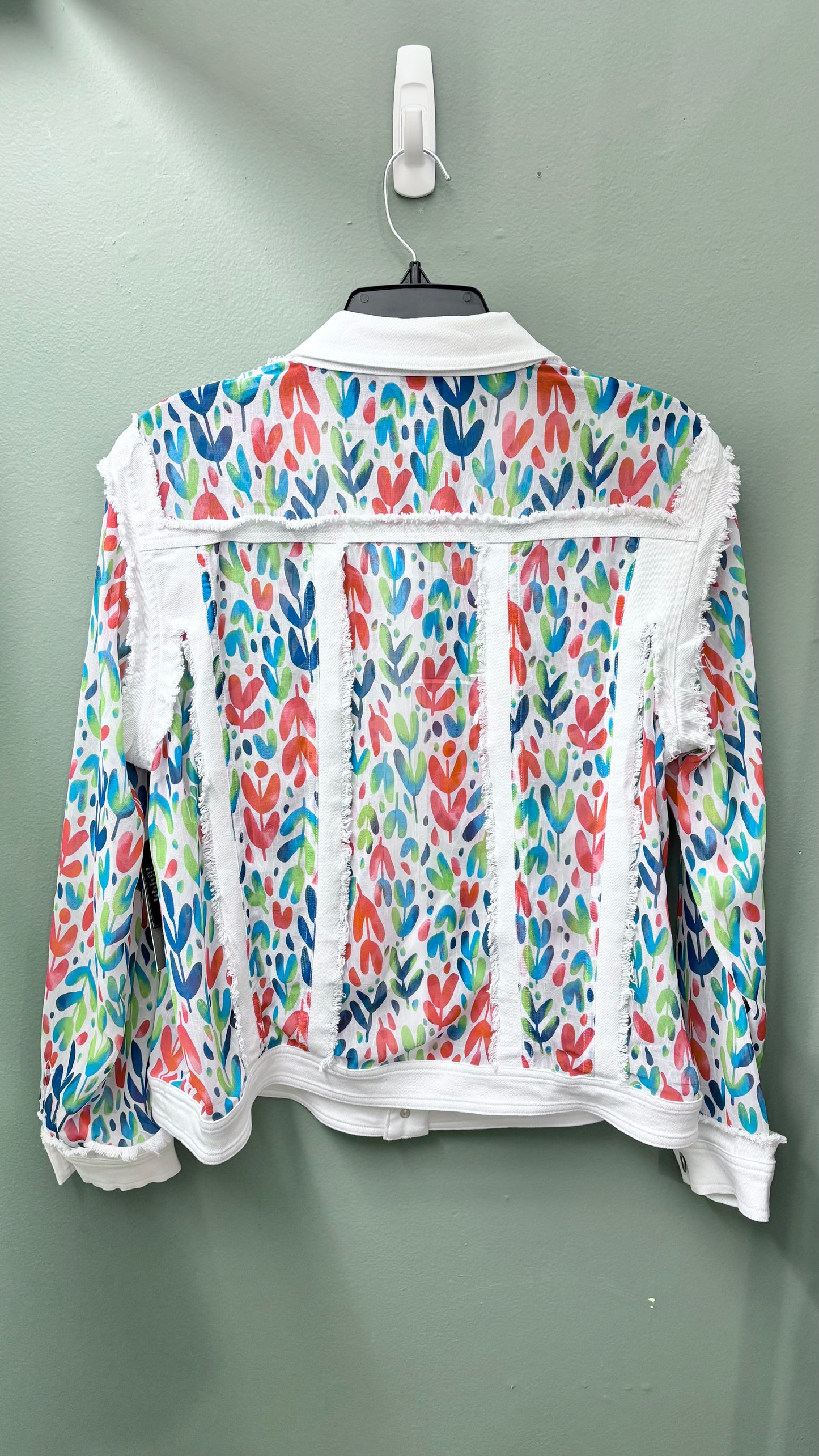 * Multiples Paneled White Jean Jacket