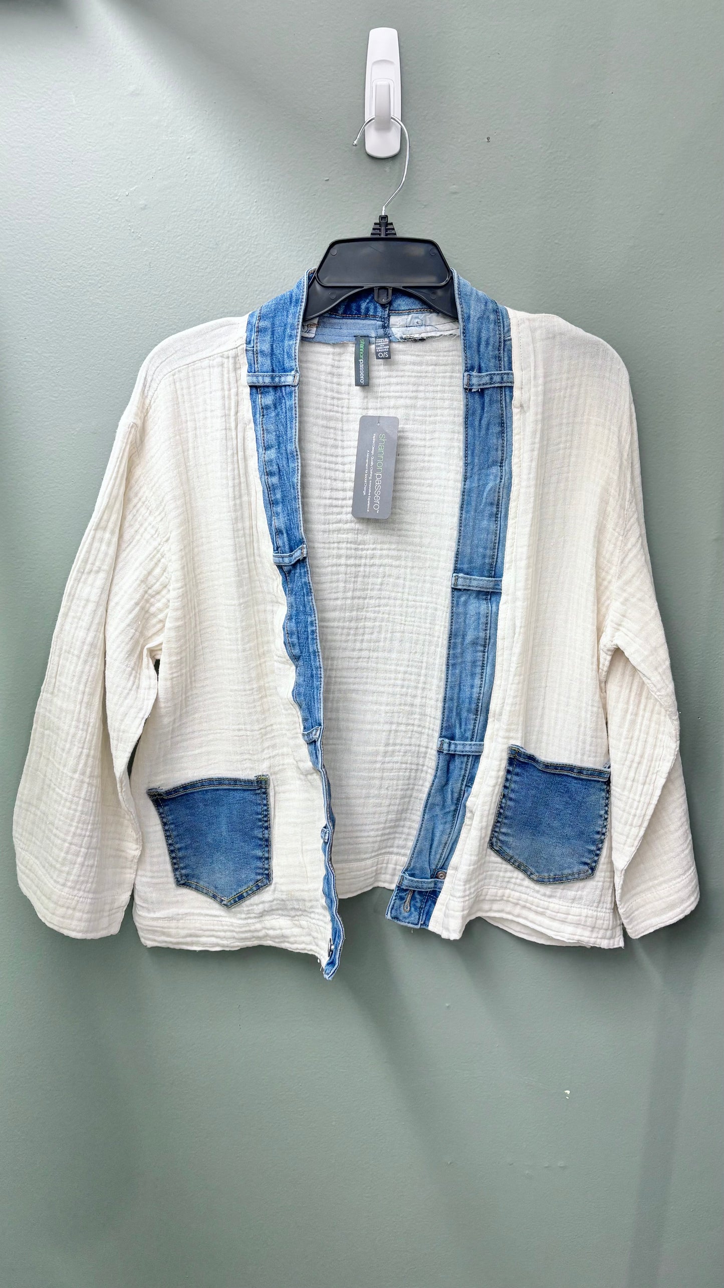 Shannon Passero Denim Trim Cardigan Top