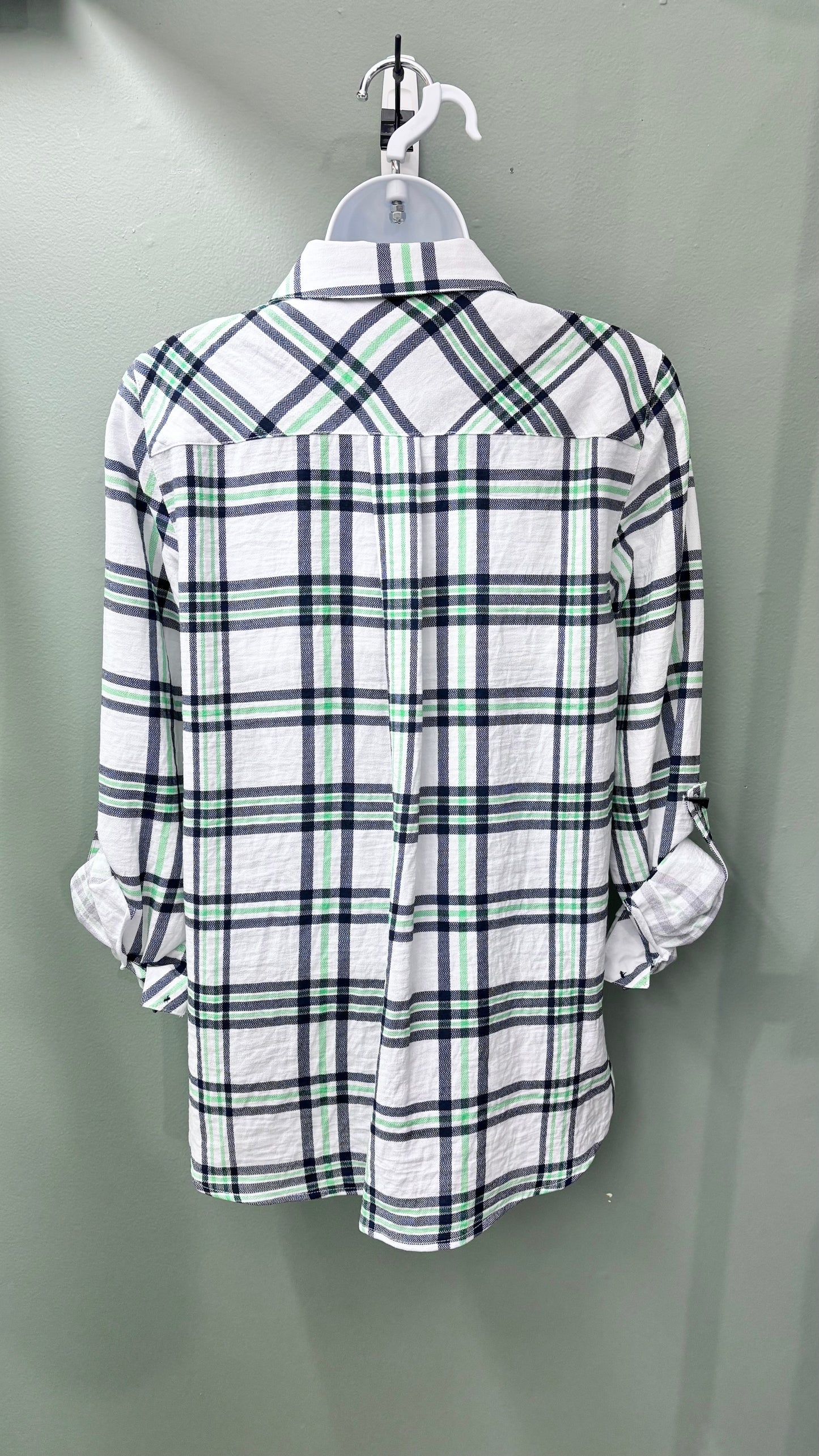 Multiples Plaid Buttoned Top