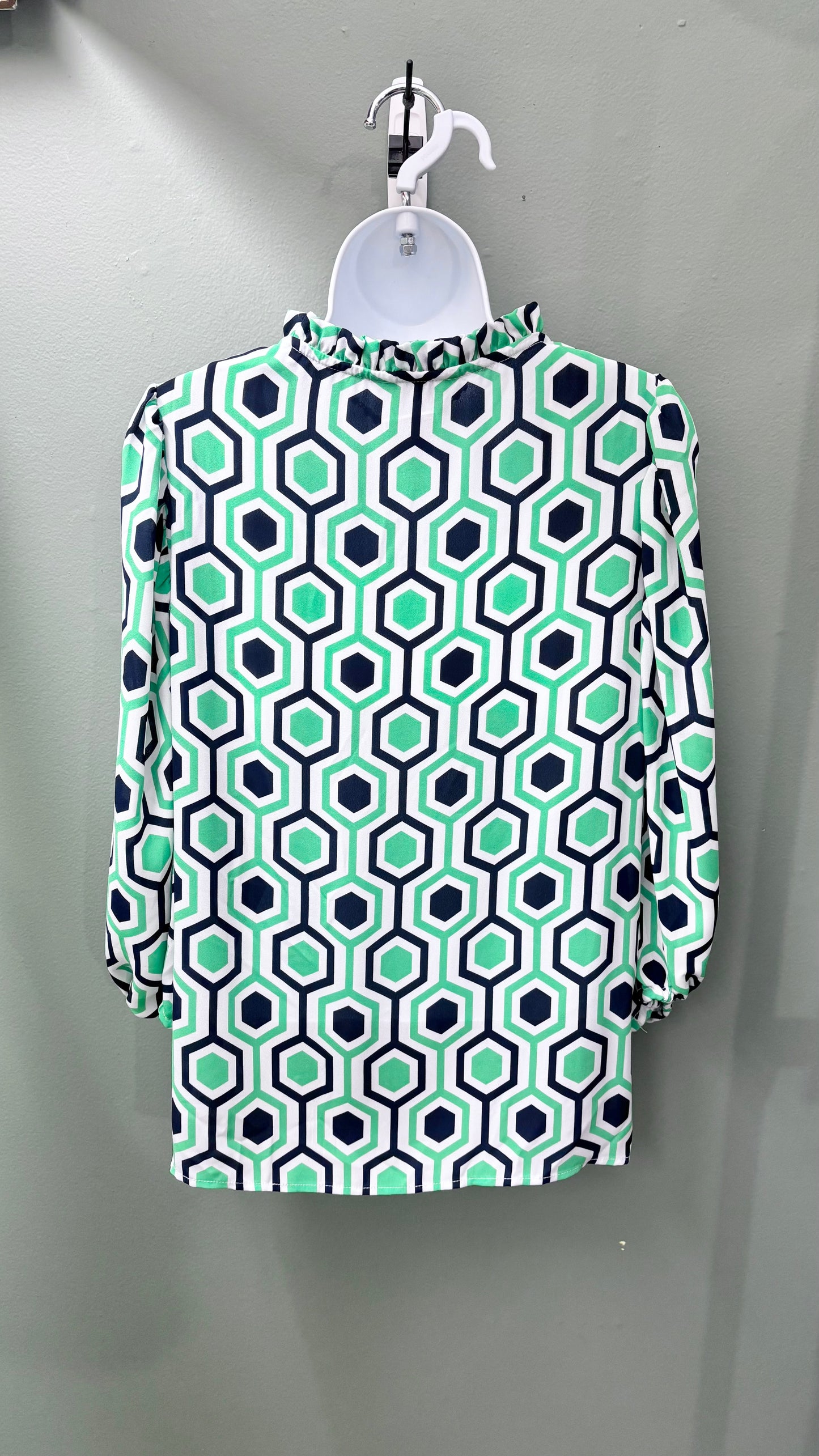 Multiples Ruffle Neck Shirred Top