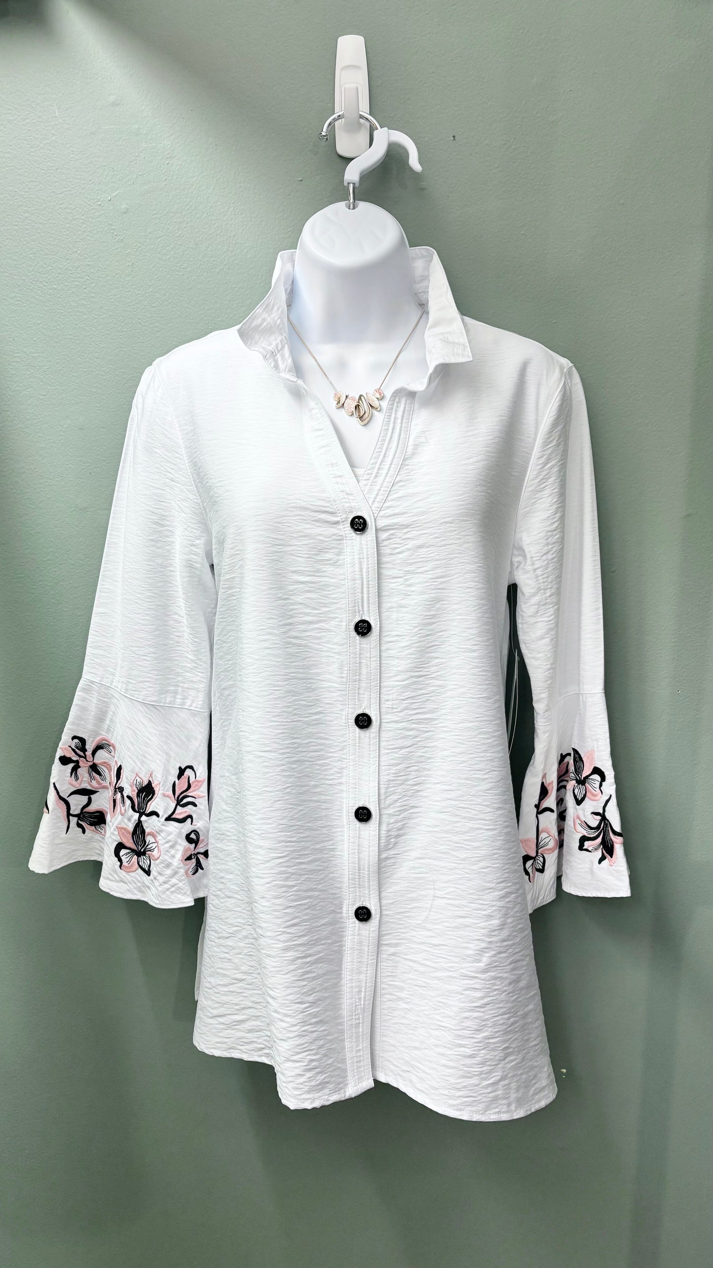 Multiples Embroidered Sleeve Top