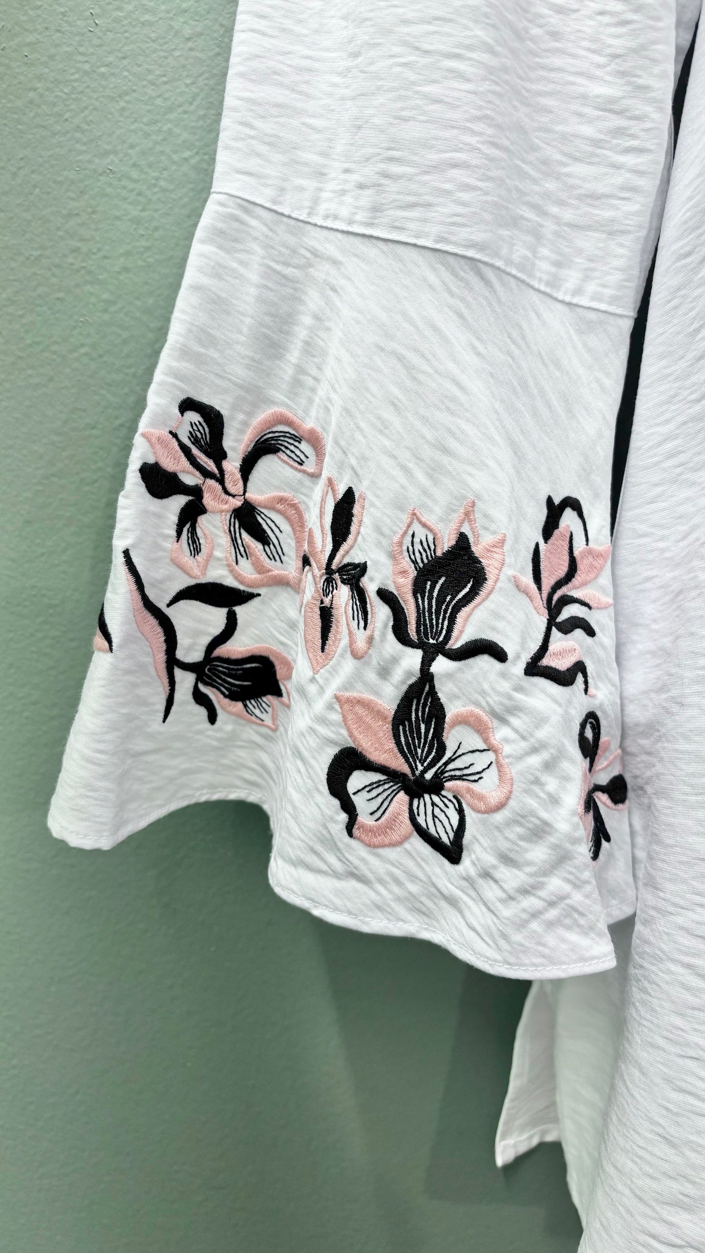 Multiples Embroidered Sleeve Top
