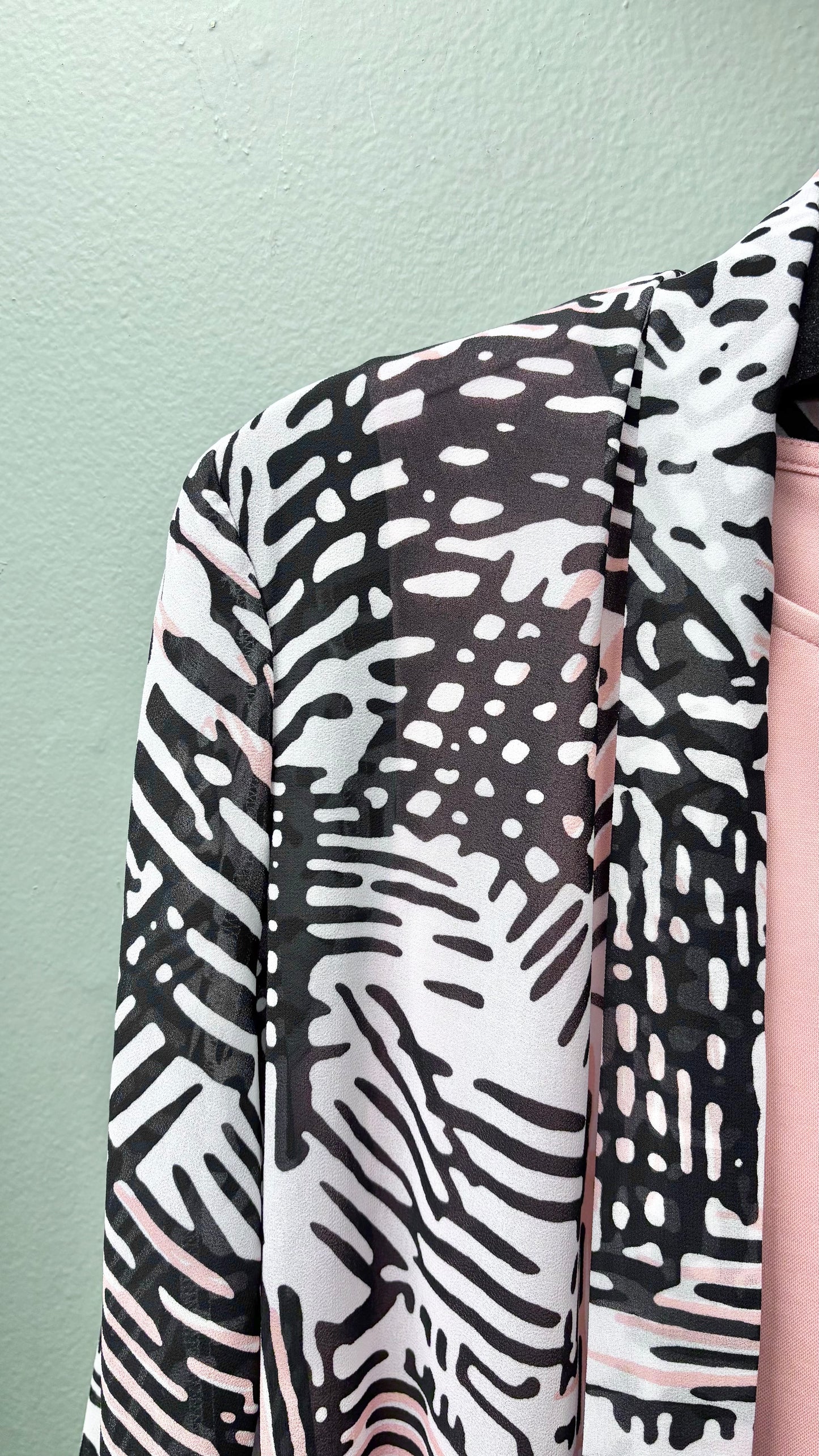 Multiples Patterned Sheer Open Front Top