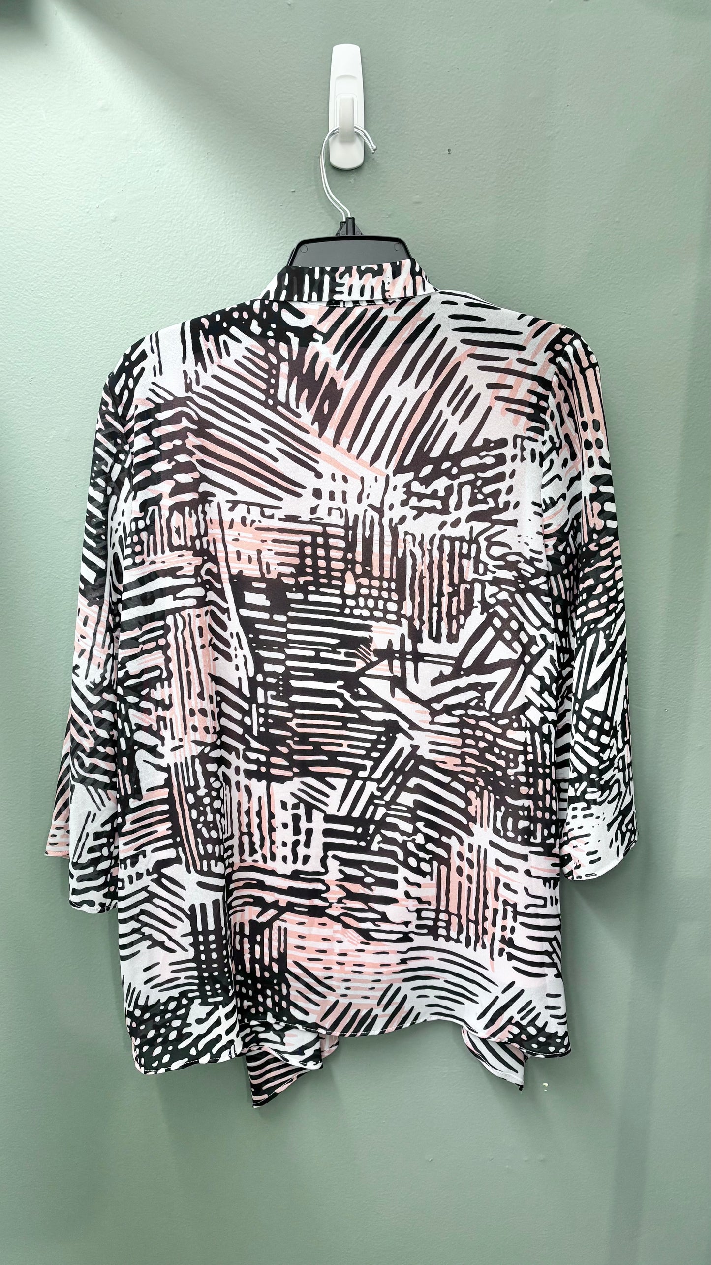 Multiples Patterned Sheer Open Front Top