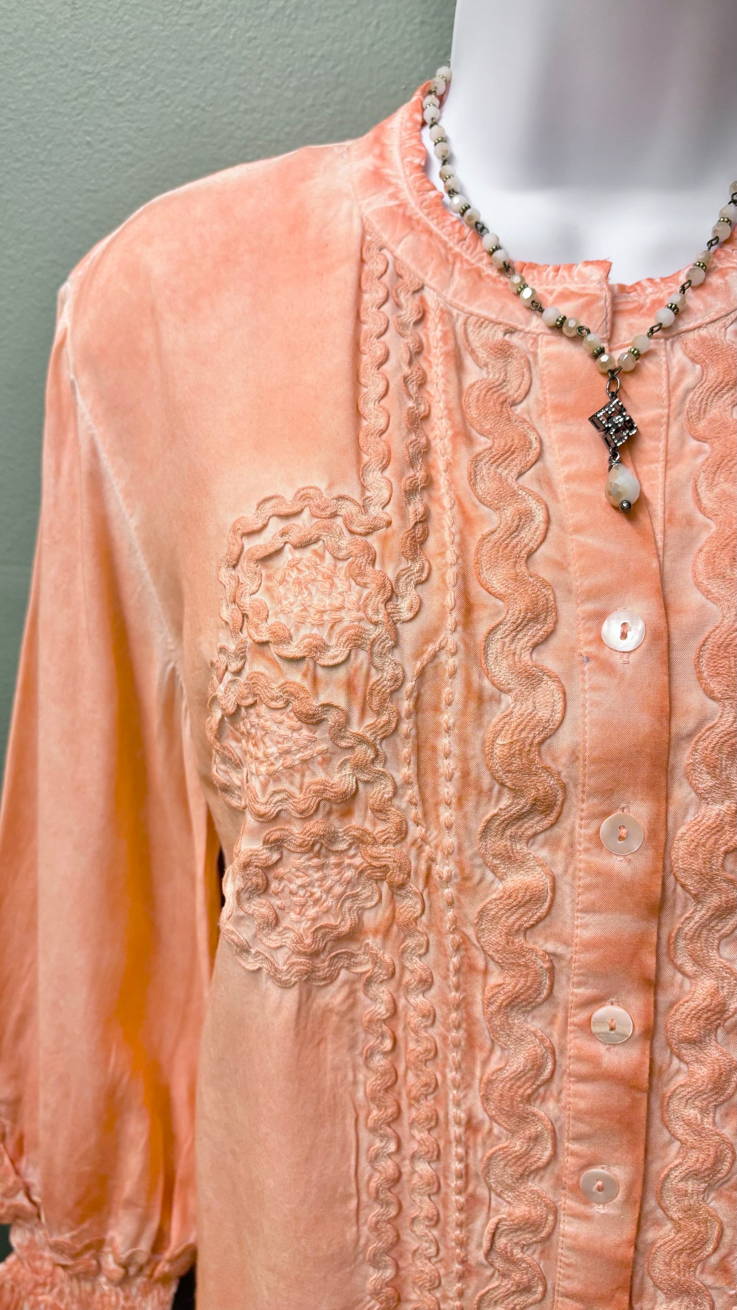 Tru Luxe Coral Embroidered Top