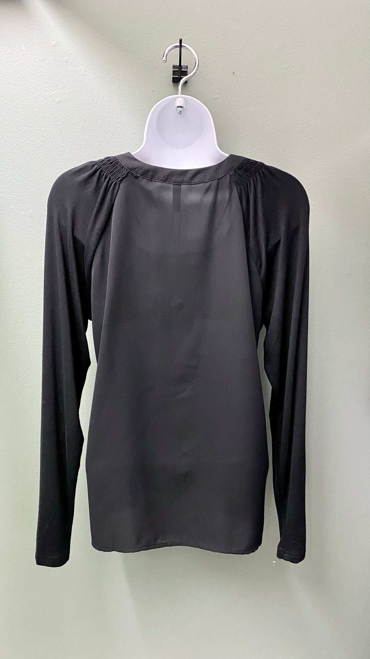 Soya Black Blouse with Rhinestone Buttons