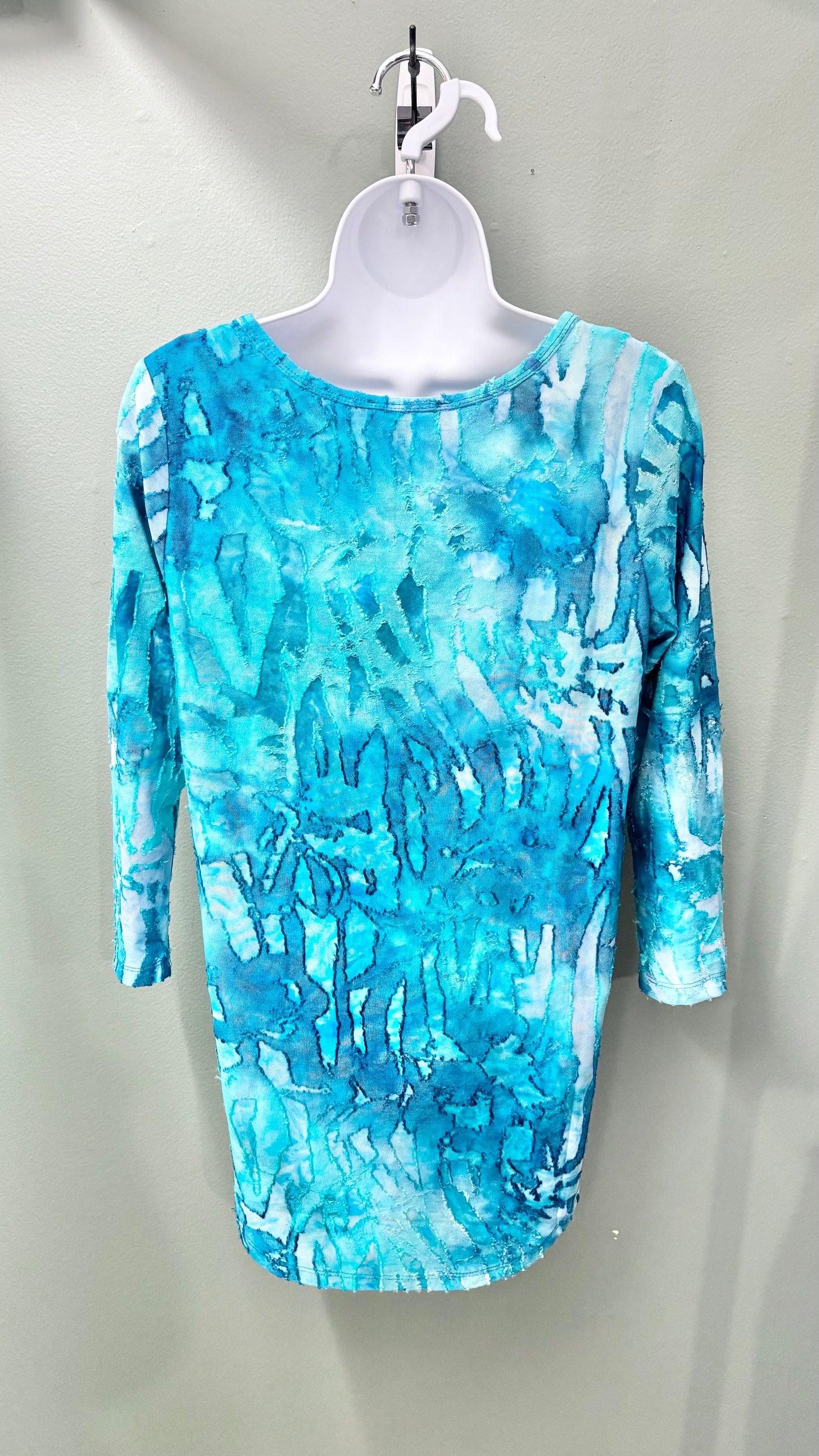 Karen Kane Teal Burnout Top
