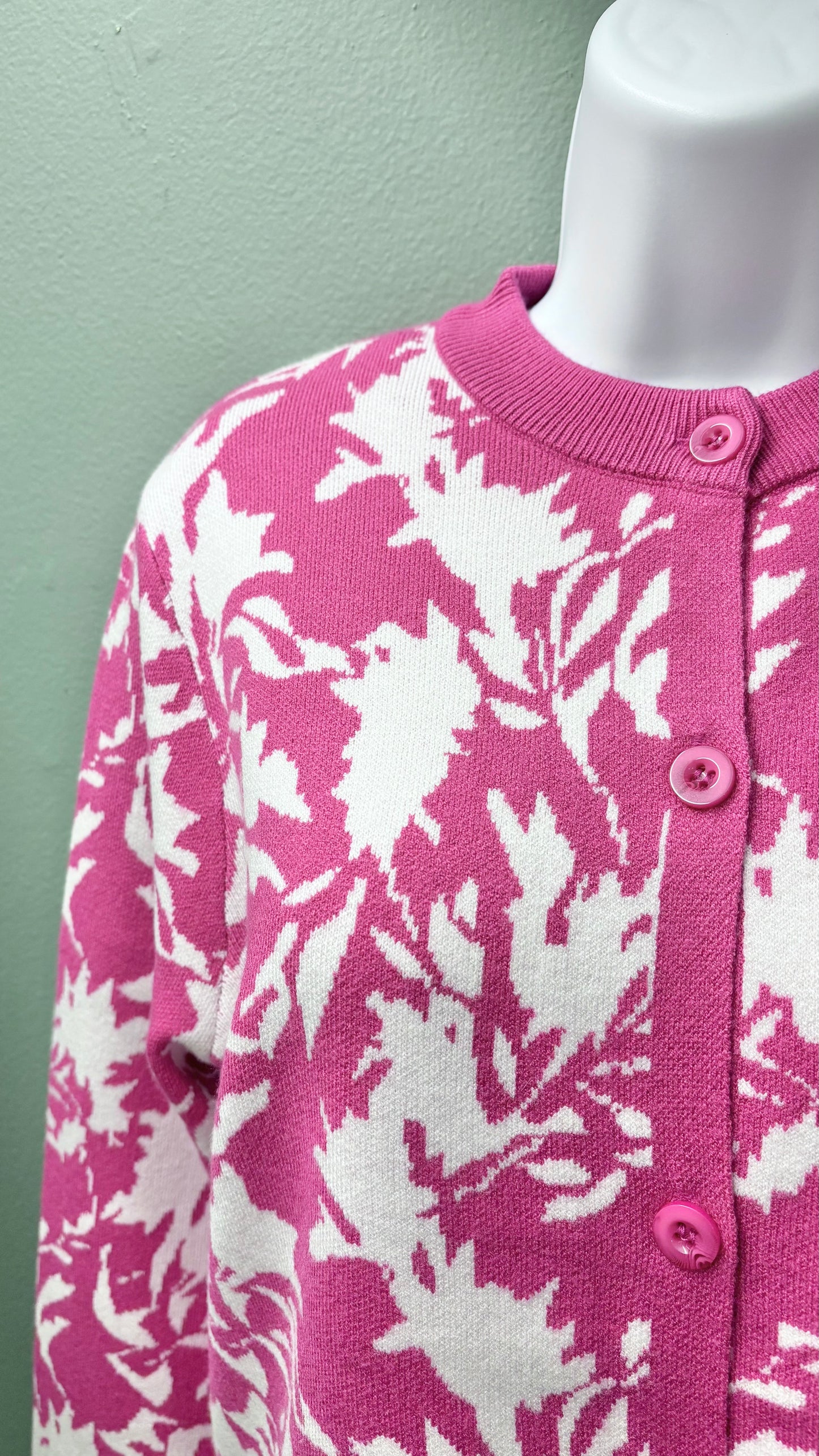 Rain + Rose Fuchsia Patterned Sweater