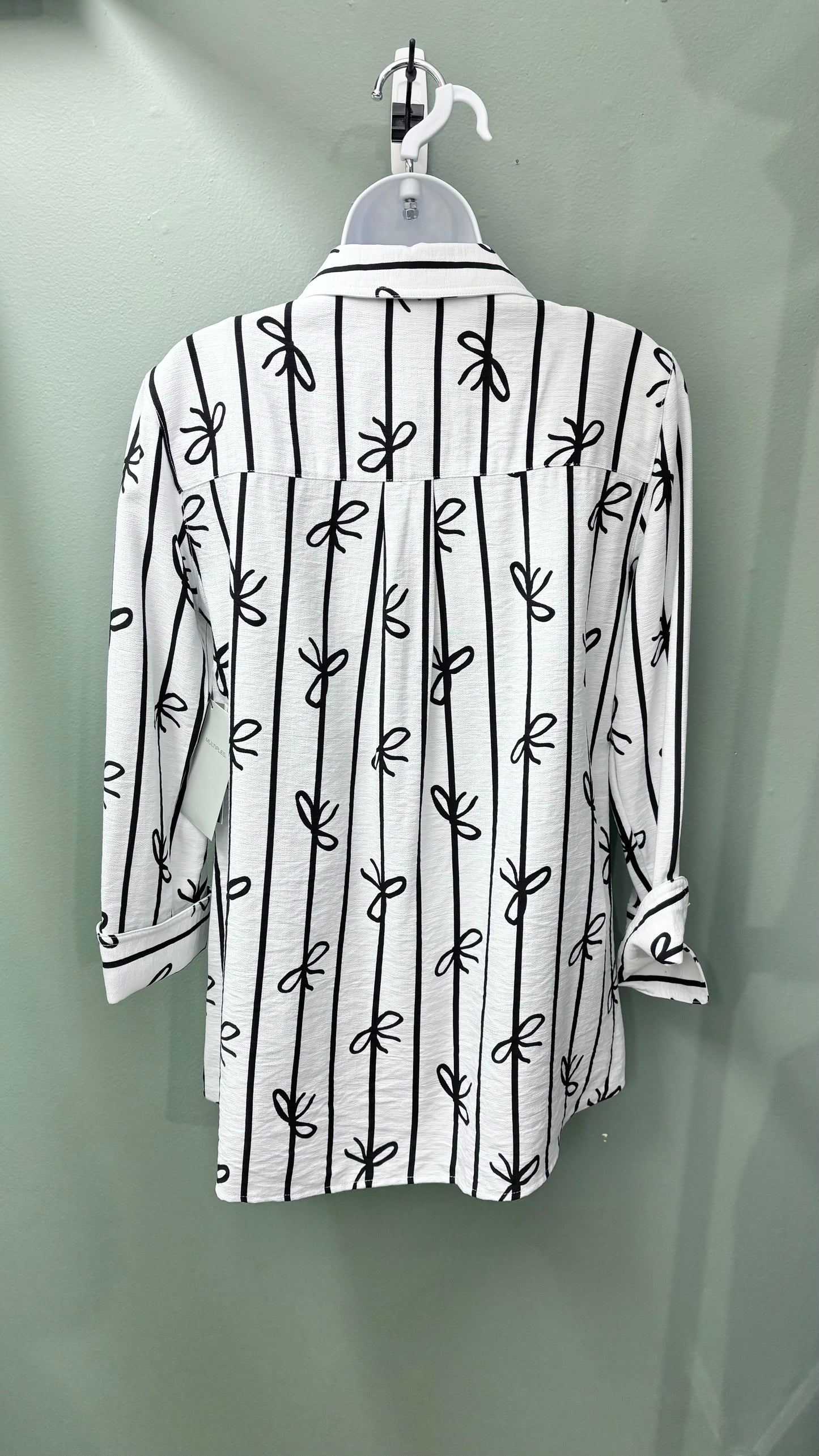* Multiples Black Bow Print Top